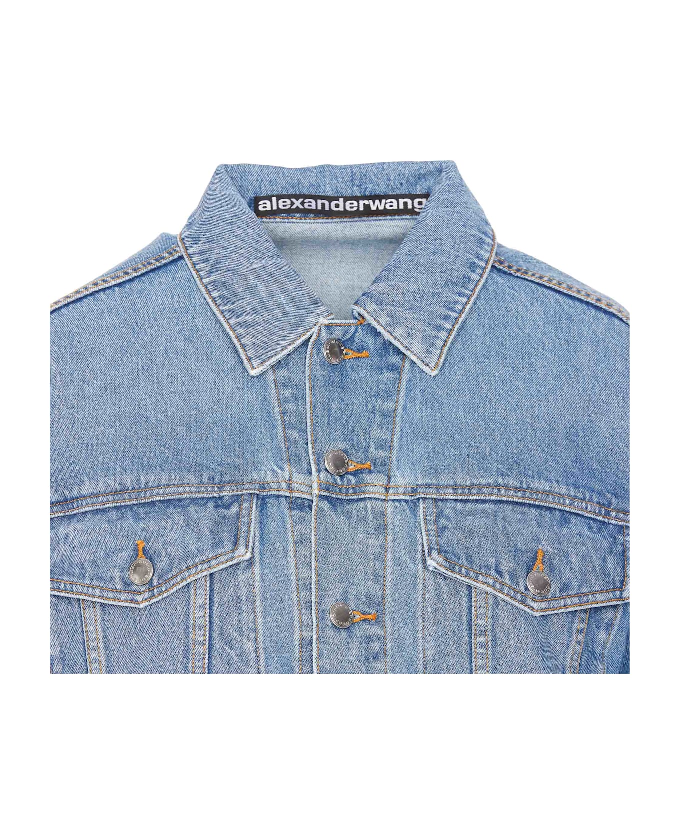 Alexander Wang Embossed Logo Trucker Denim Jacket - Blue