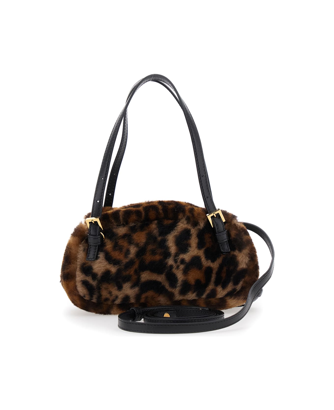 Versace Brown Shoulder Bag With Logo Lettering On The Front And Medusa Plaque In Leather And Fur Woman - Brown