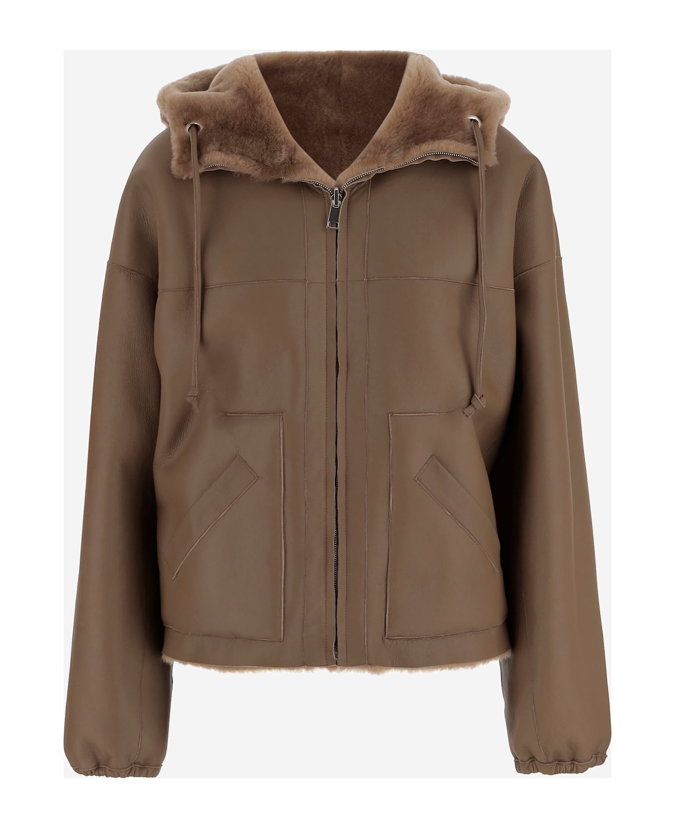 Blancha Shearling Reversible Jacket - Brown