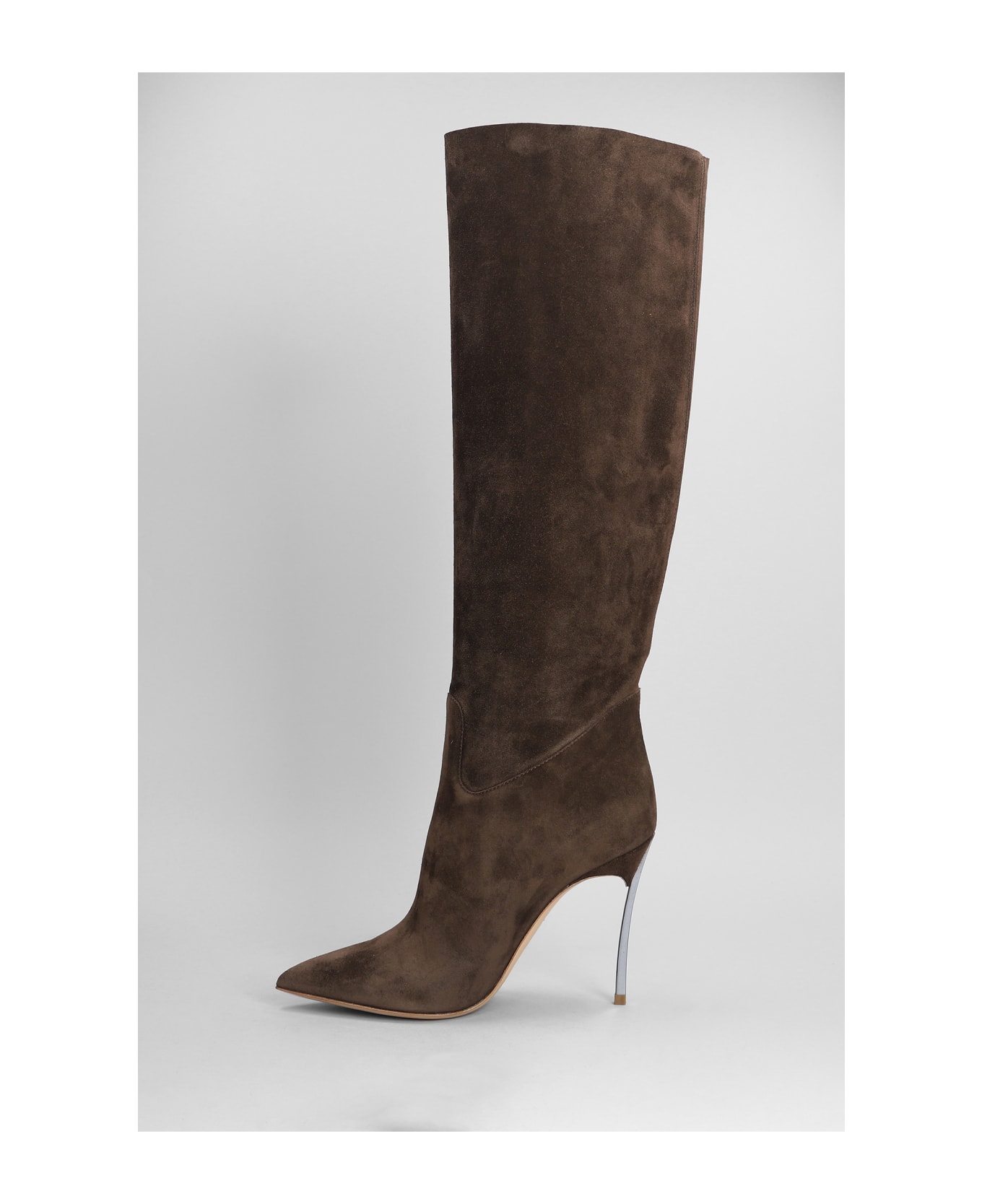 Casadei Blade High Heels Boots In Brown Suede - brown