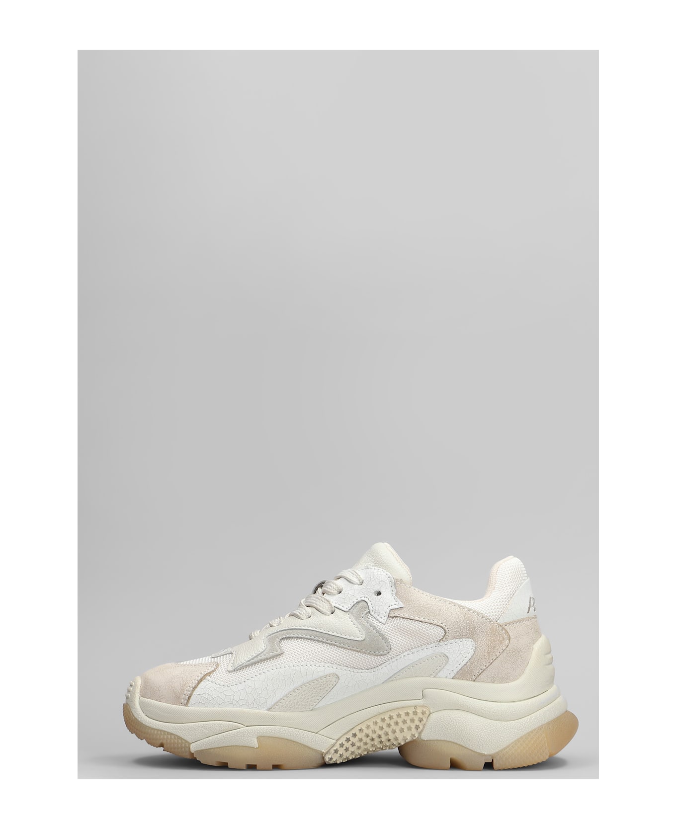 Ash Addict Sneakers In Beige Leather And Fabric - beige