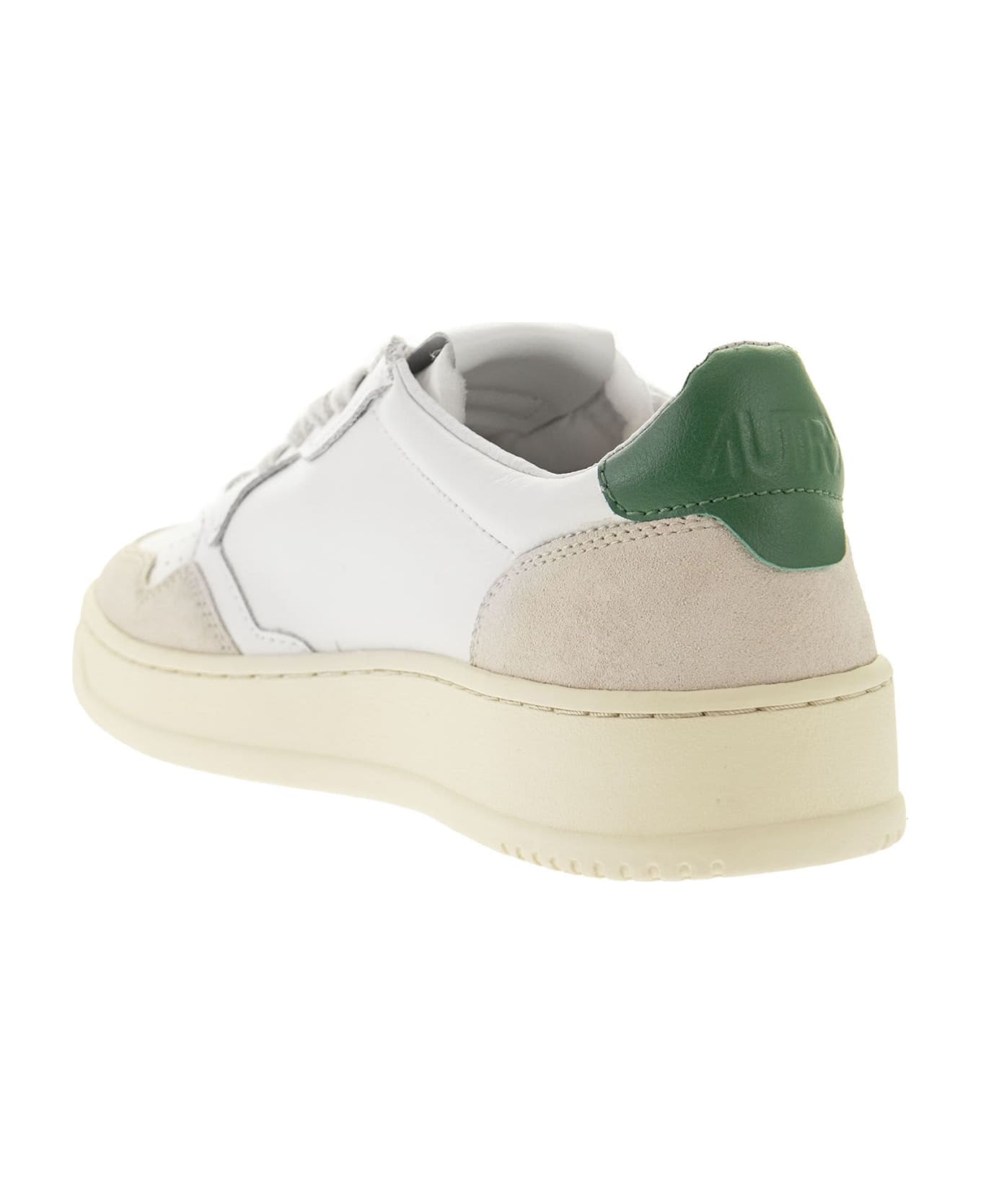 Autry Sneakers Low Leather And Suede - White/green