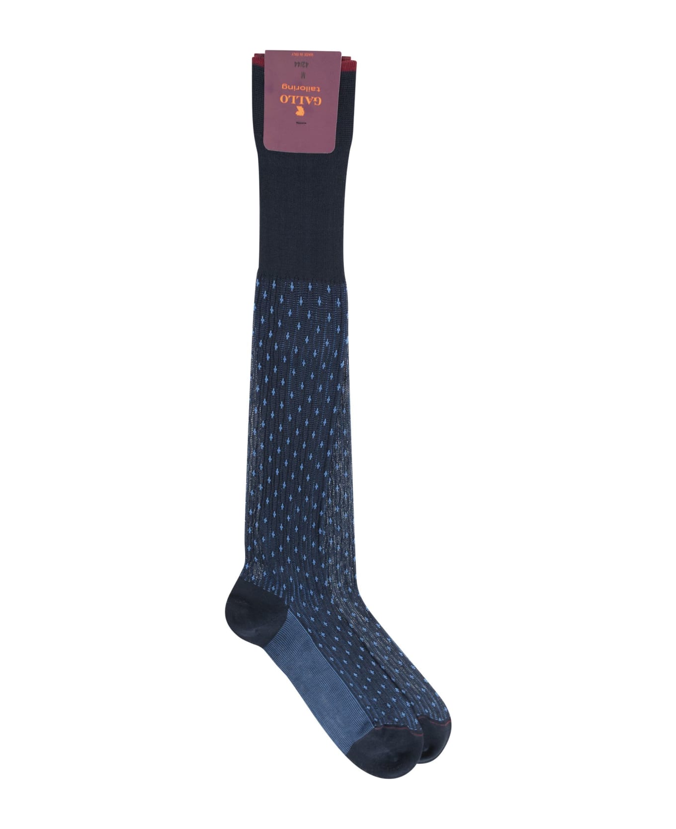Gallo Patterned Cotton Long Socks - Blue