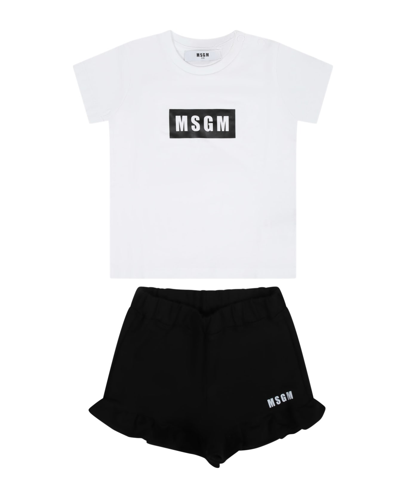 MSGM Black Set For Baby Girl With Logo - Black ボトムス