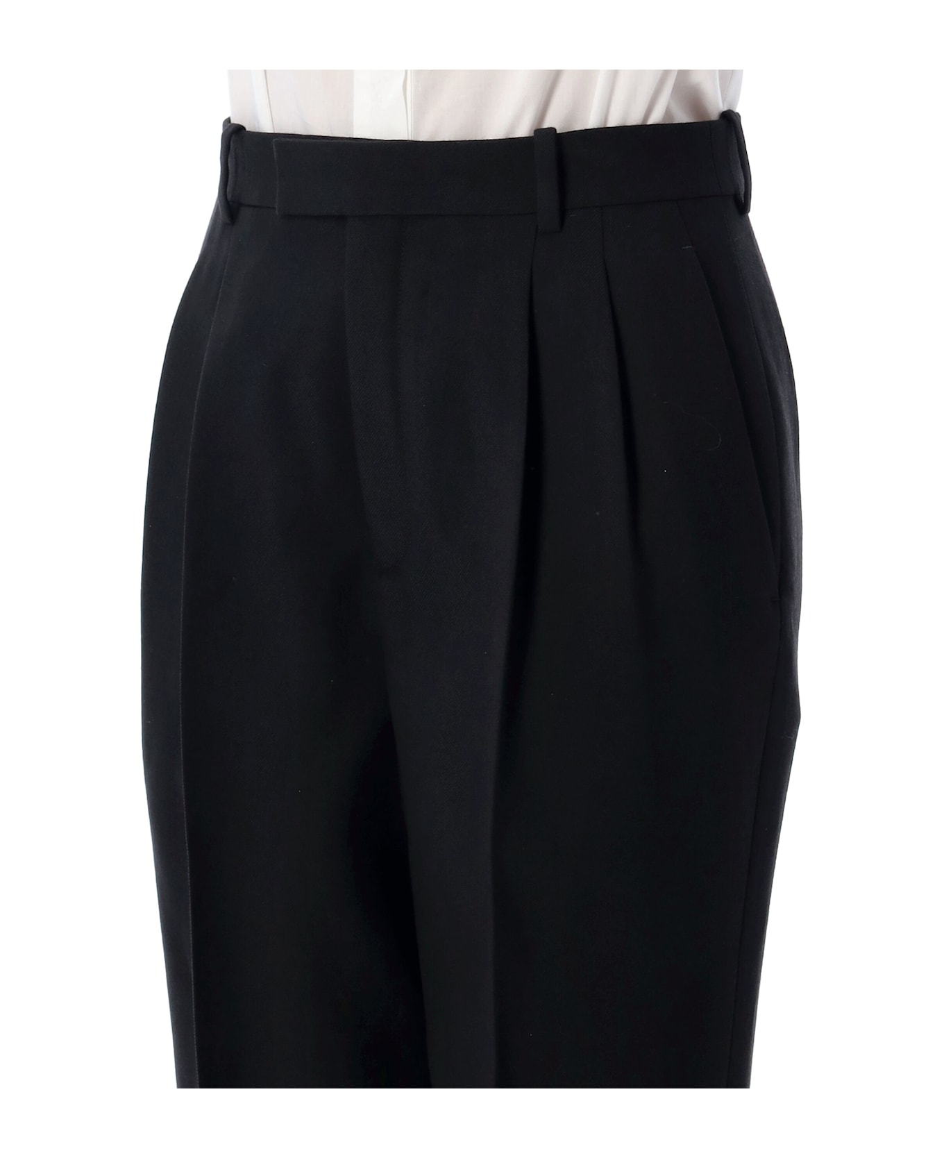 Saint Laurent High Waisted Wool Pants - BLACK