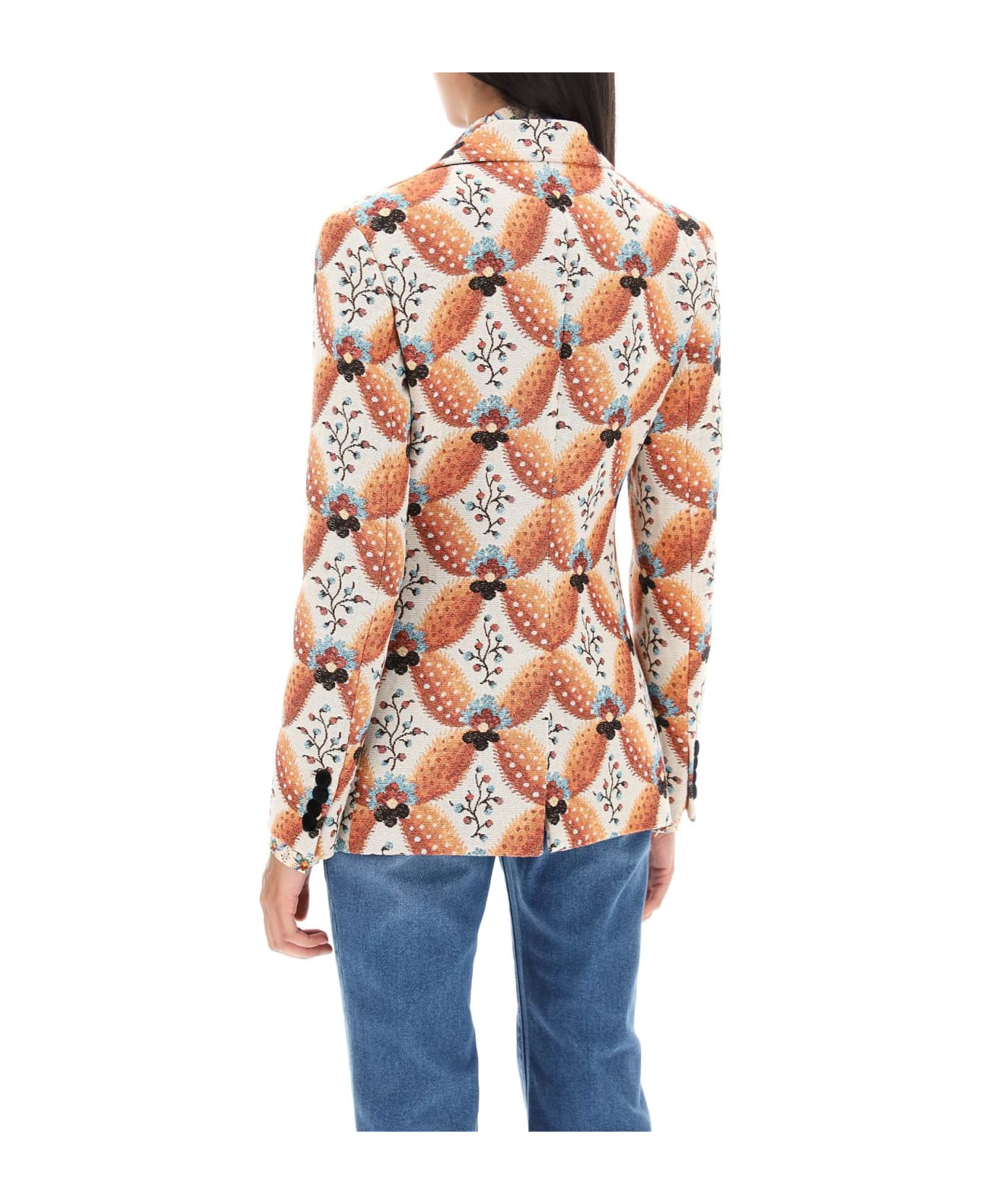 Etro Jacquard Jacket With Floral Motif - ORANGE (Beige)