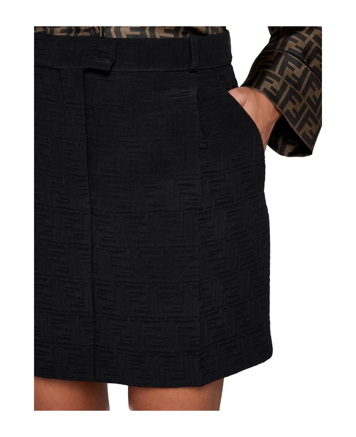 Fendi Ff Jacquard Mini Skirt - Black スカート