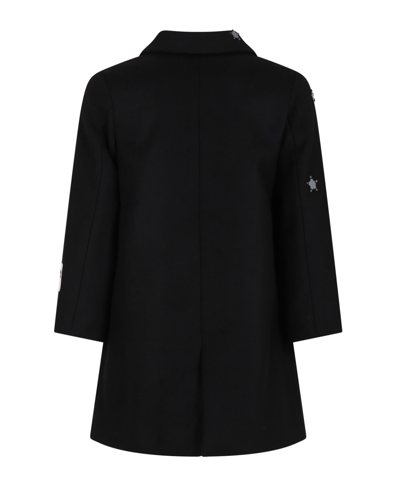 MSGM Black Coat For Girl With Stars - Black コート＆ジャケット