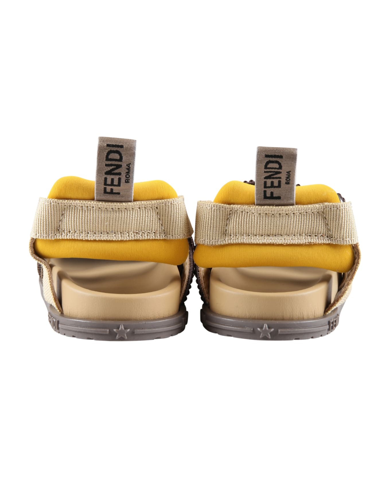 Fendi Brown Sandals For Kids With Ff - Brown