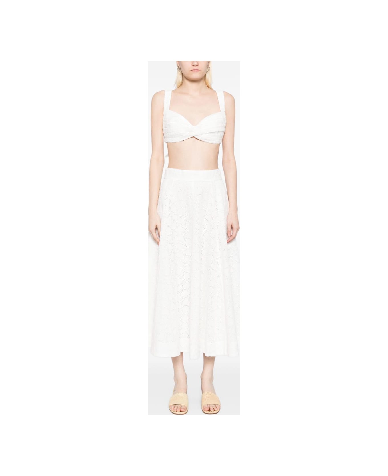 Zimmermann Crush Cotton Midi Skirt - White