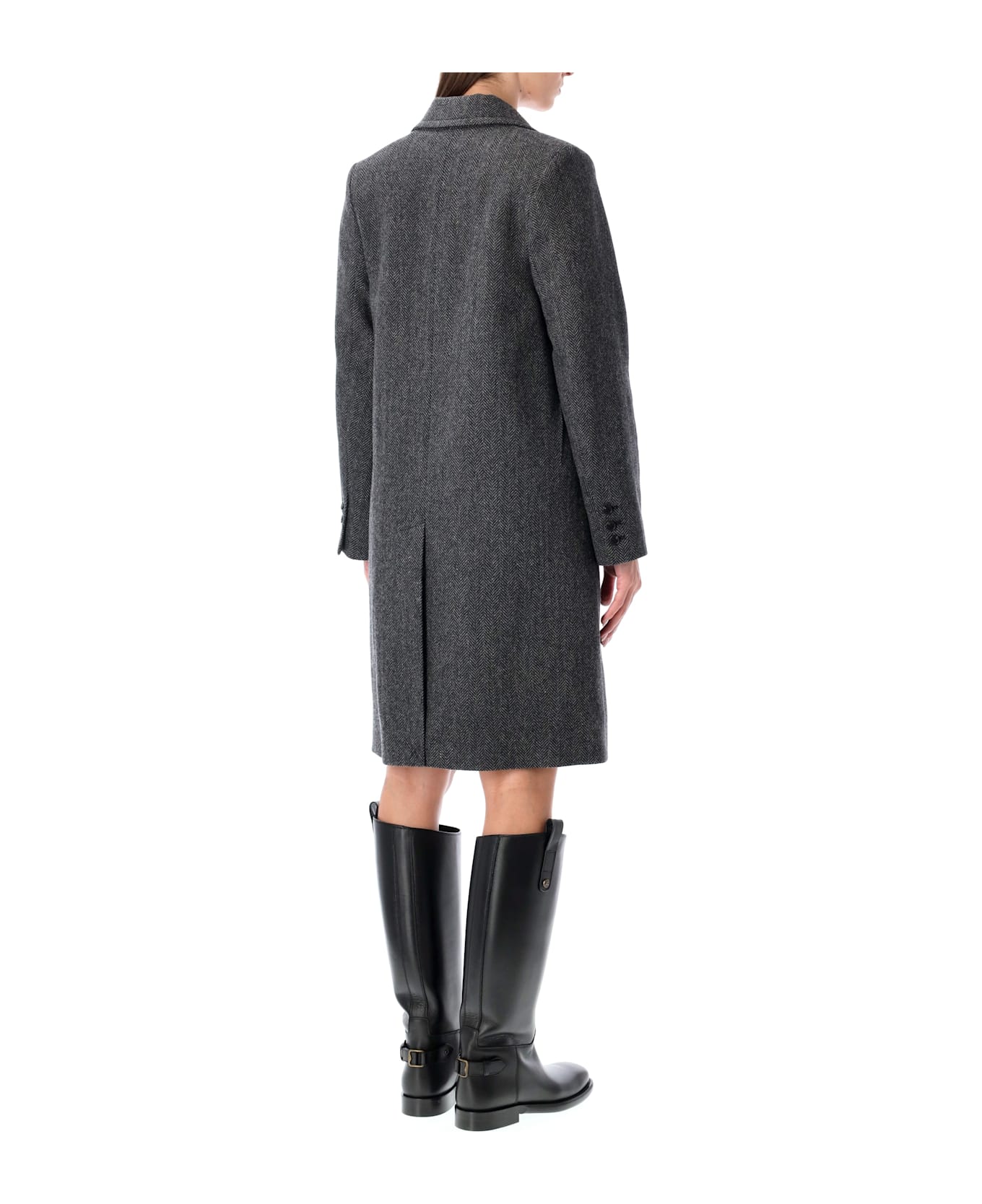 A.P.C. Ginny Wool Double-breasted Coat - ANTHRACITE