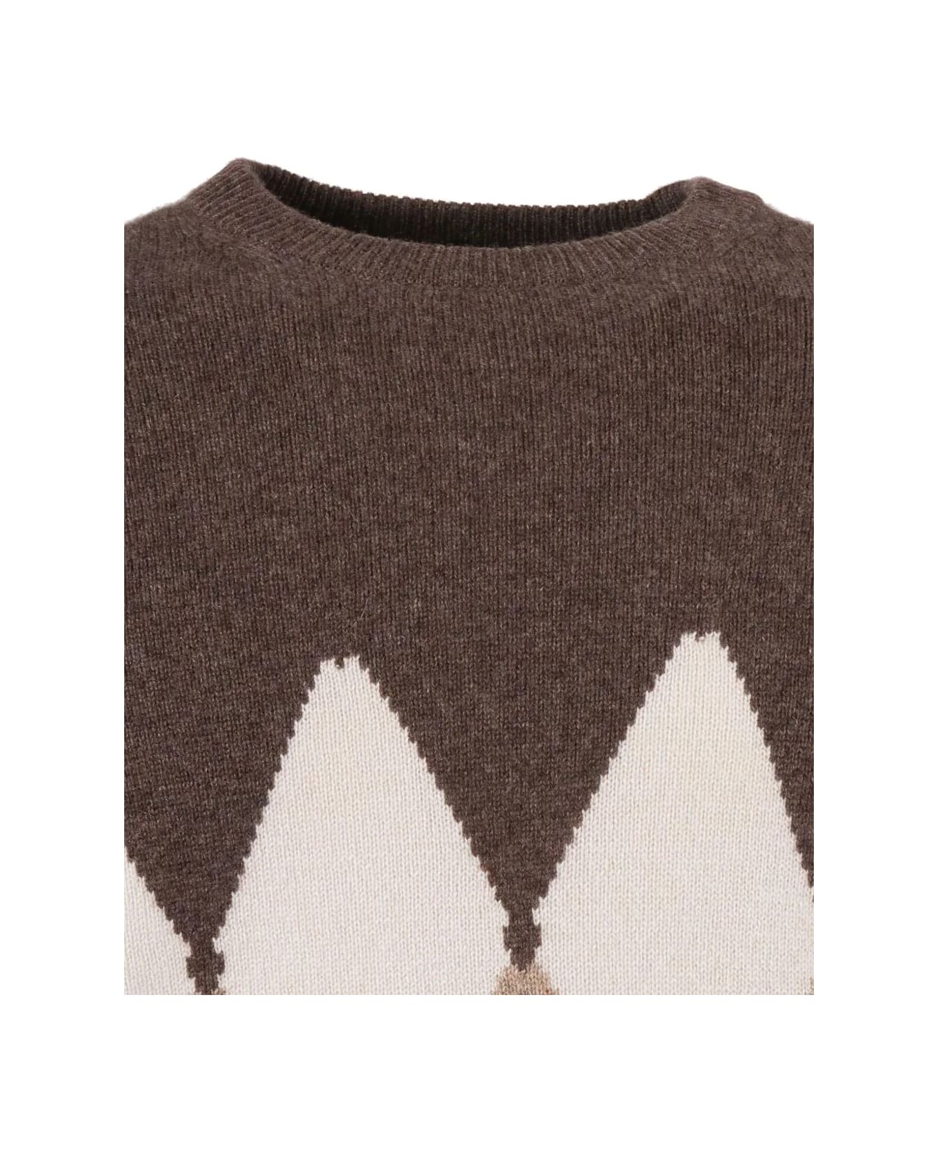 Ballantyne R Neck Pullover - Brown