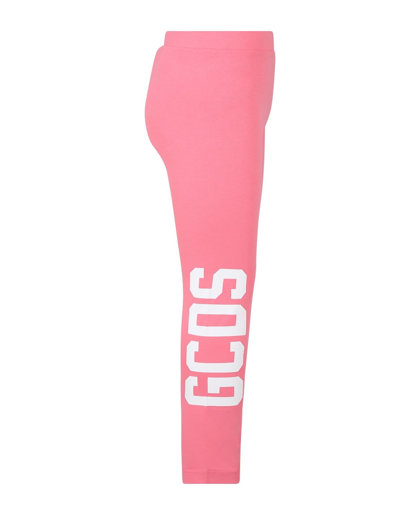 GCDS Mini Pink Leggings For Girl With Logo - Fuchsia