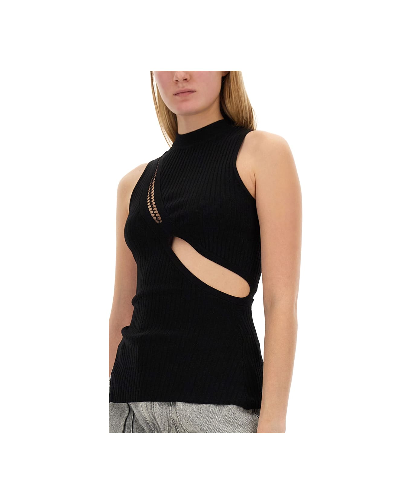 The Attico Top With Cut Out Details - BLACK