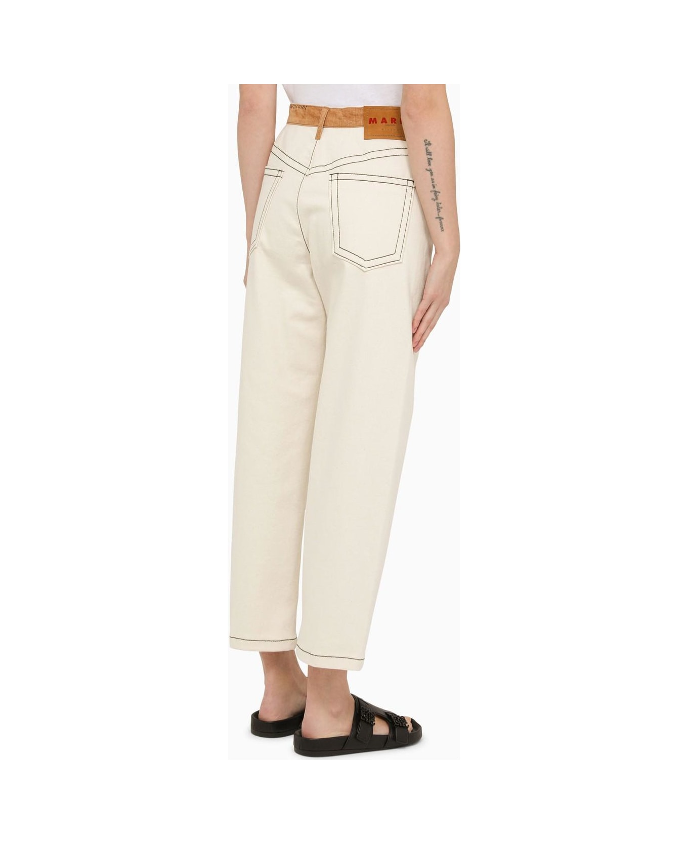 Marni White\/beige Regular Denim Jeans - Yellow Cream