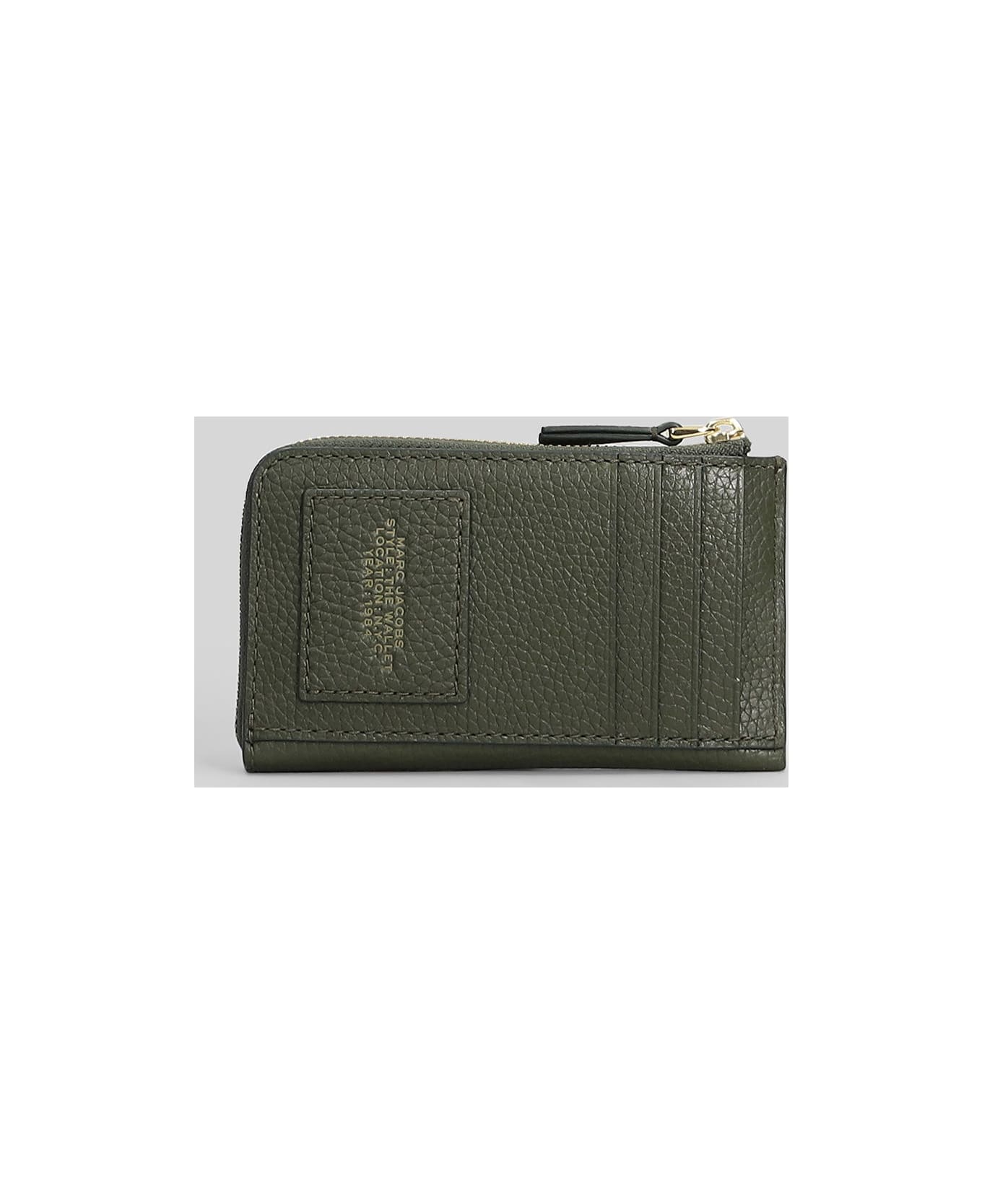Marc Jacobs The Top Zip Multi Wallet In Green Leather - green