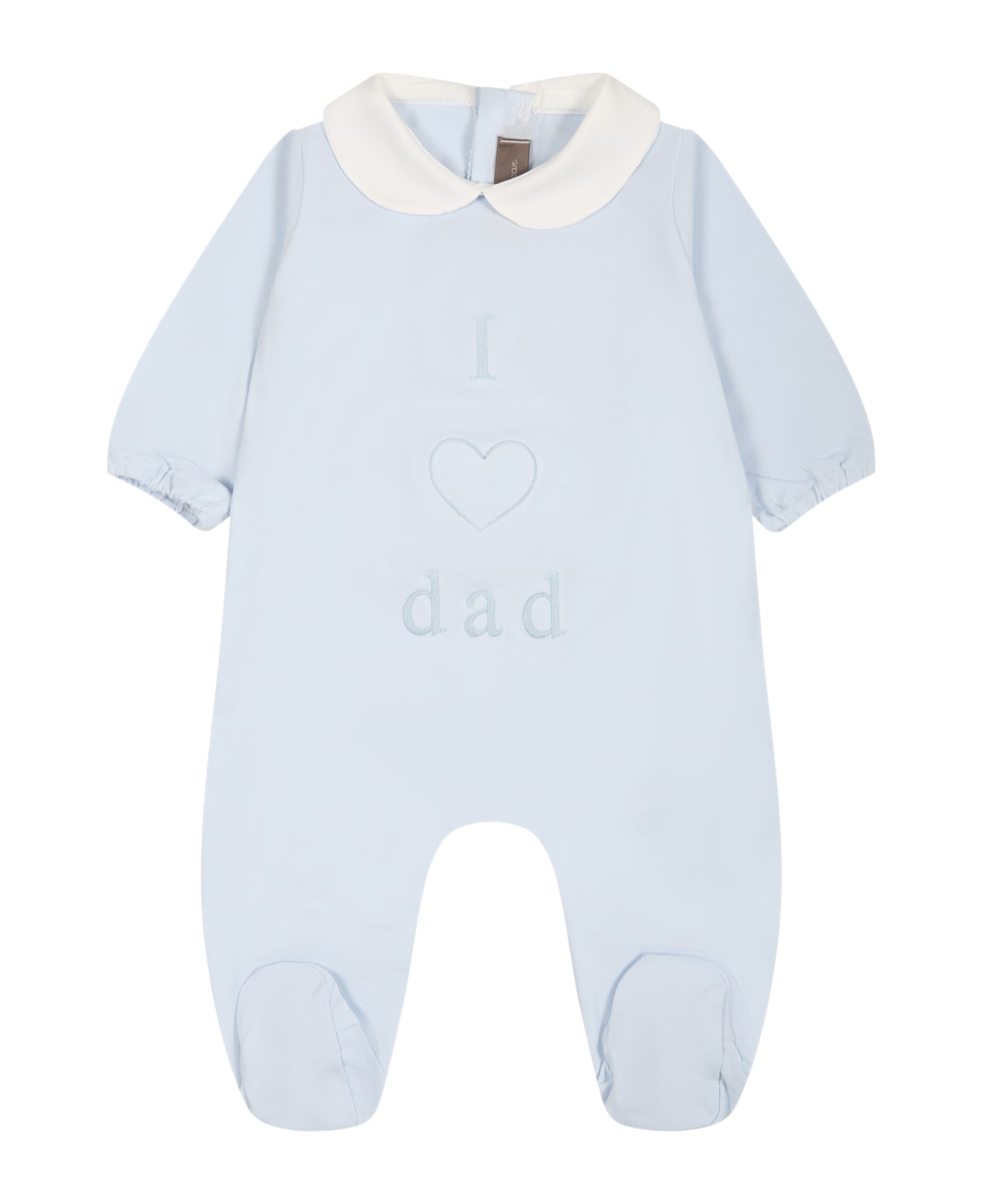 Little Bear Light Blue Onesie For Baby Boy With Writing And Heart - Cielo