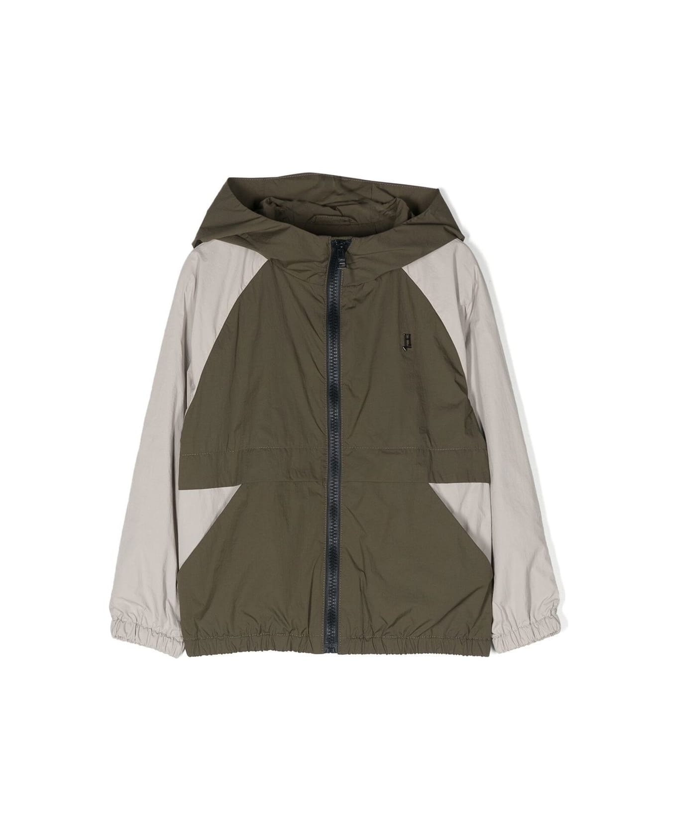 Herno Colour-block Hooded Jacket - Gray