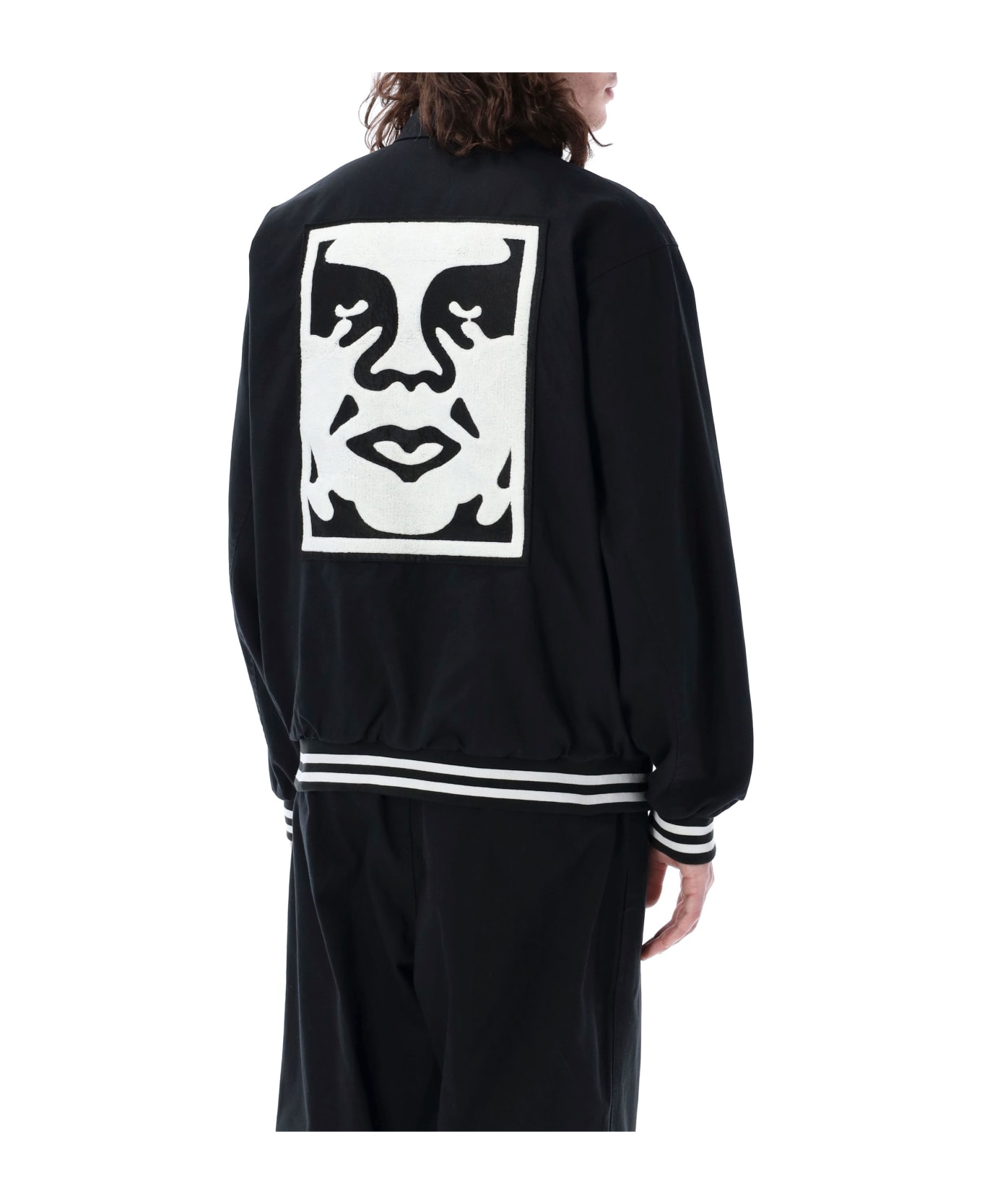 Obey Icon Face Varsity Jacket - BLACK