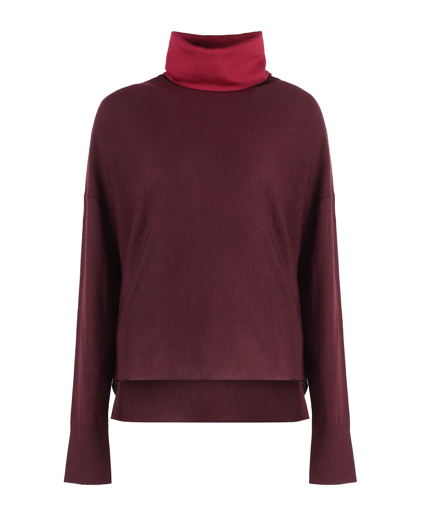 Malo Wool Blend Pullover - Burgundy