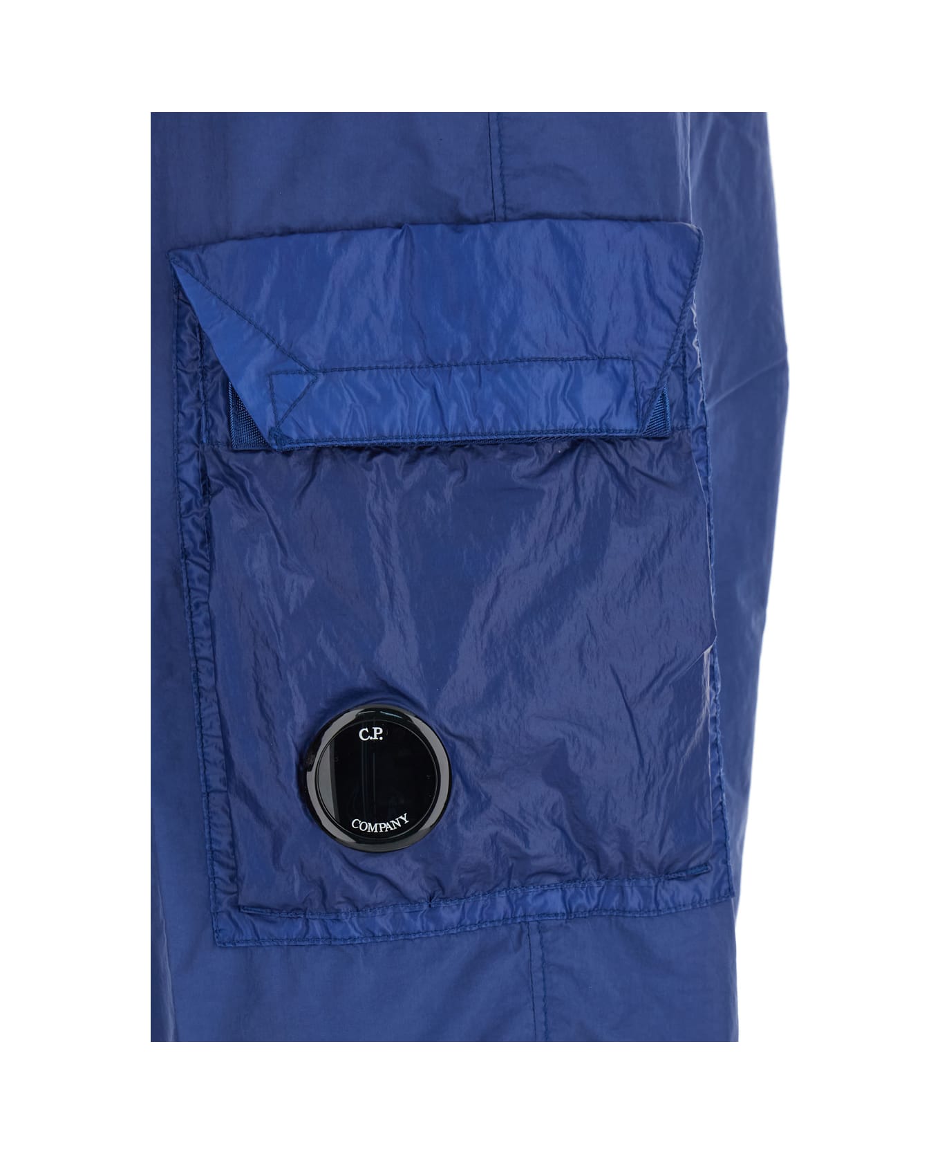 C.P. Company Blue Swim Shorts With Elastic Waist And Logo Plaque On The Side In Tech Fabric Man - Blu
