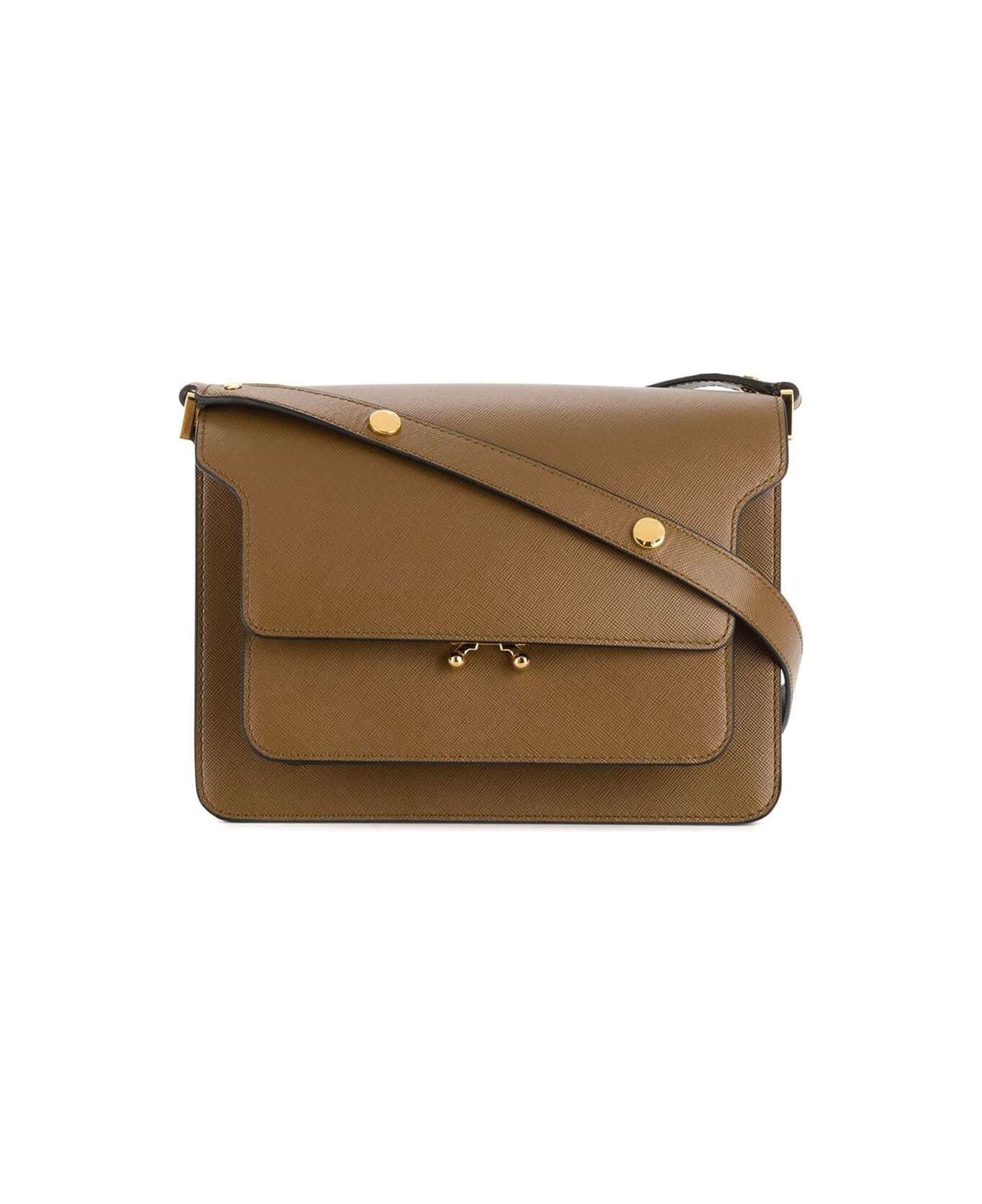Marni Brown Trunk Crossbody Bag In Saffiano Leather Woman - Brown ショルダーバッグ