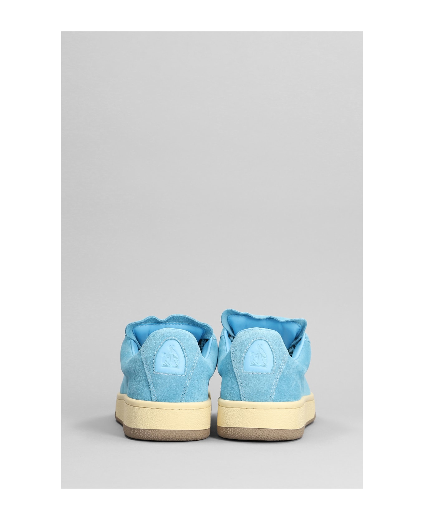 Lanvin Lite Curb Sneakers In Cyan Suede - cyan スニーカー