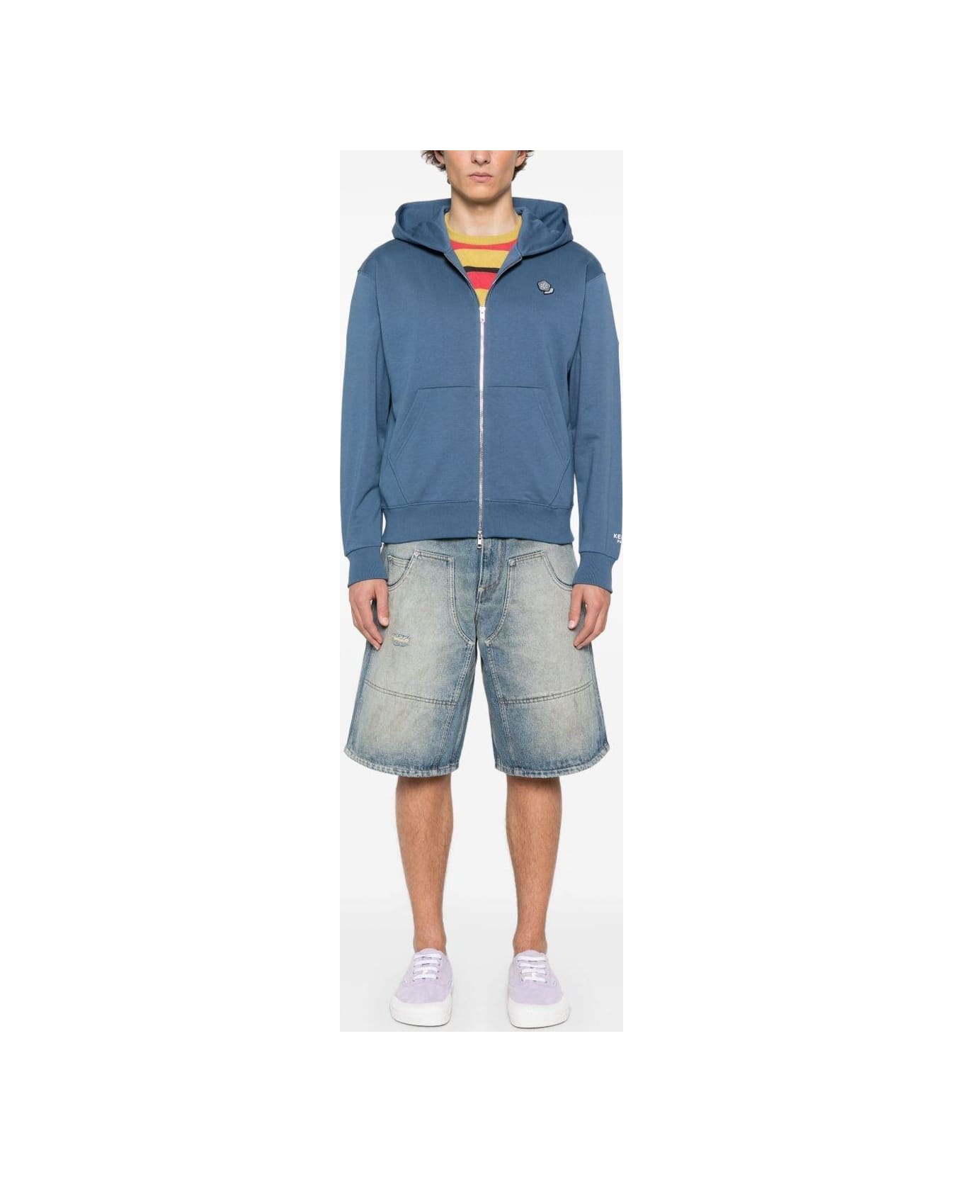 Kenzo Zip-up Hoodie Sweater - Blue