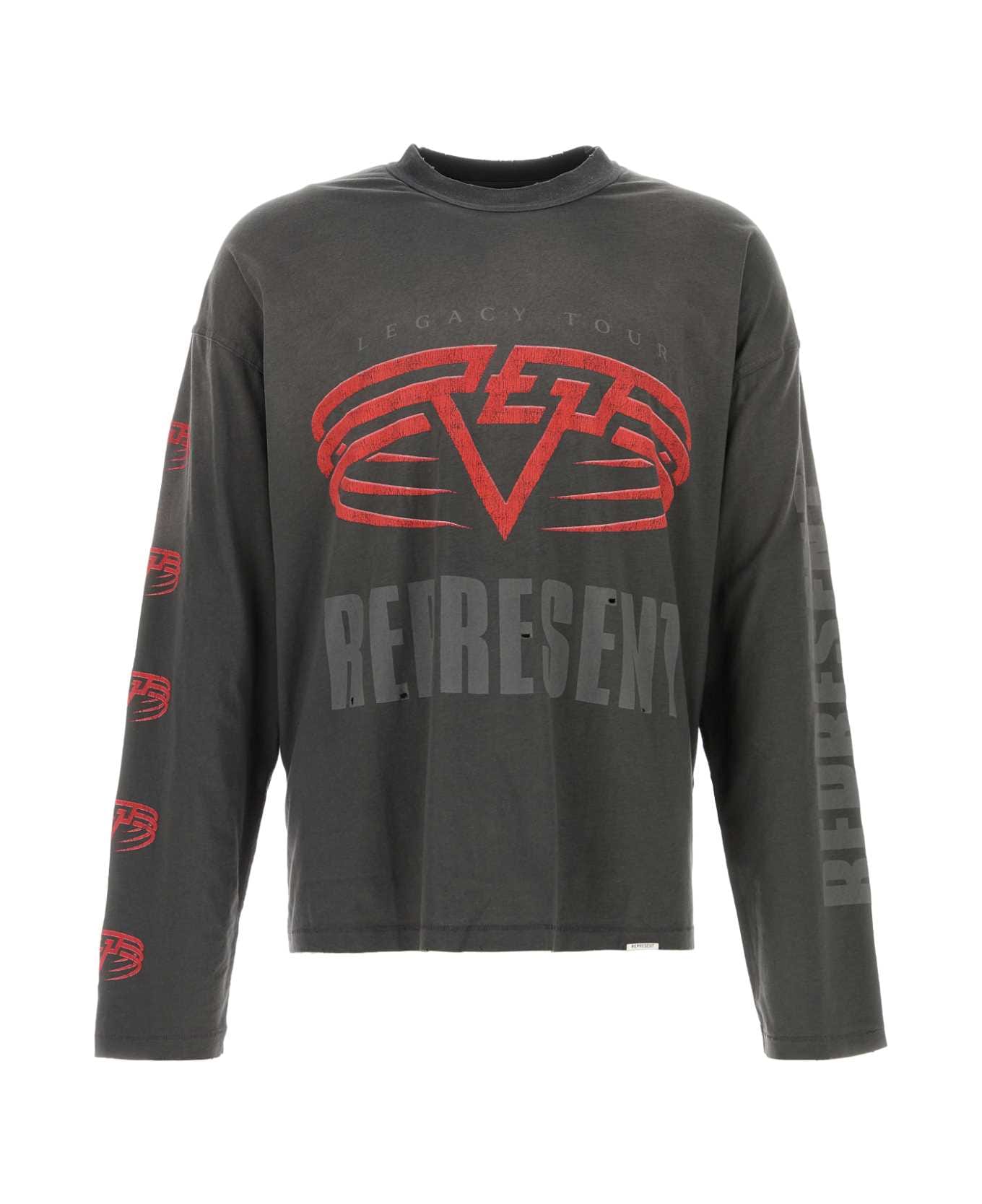 REPRESENT Dark Grey Cotton Blend T-shirt - SUNFADEGREY