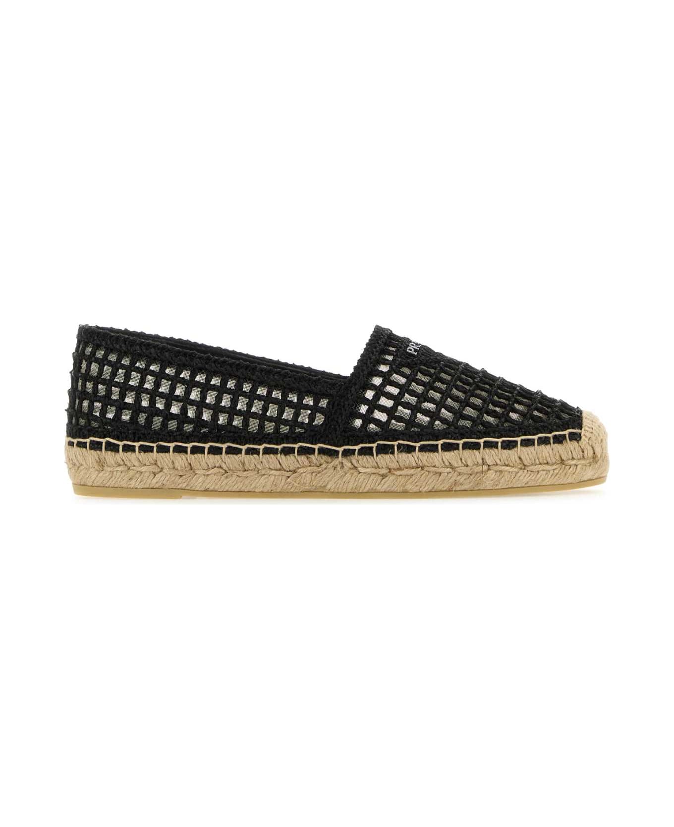 Prada Black Crochet Espadrilles - NEROBIANCO