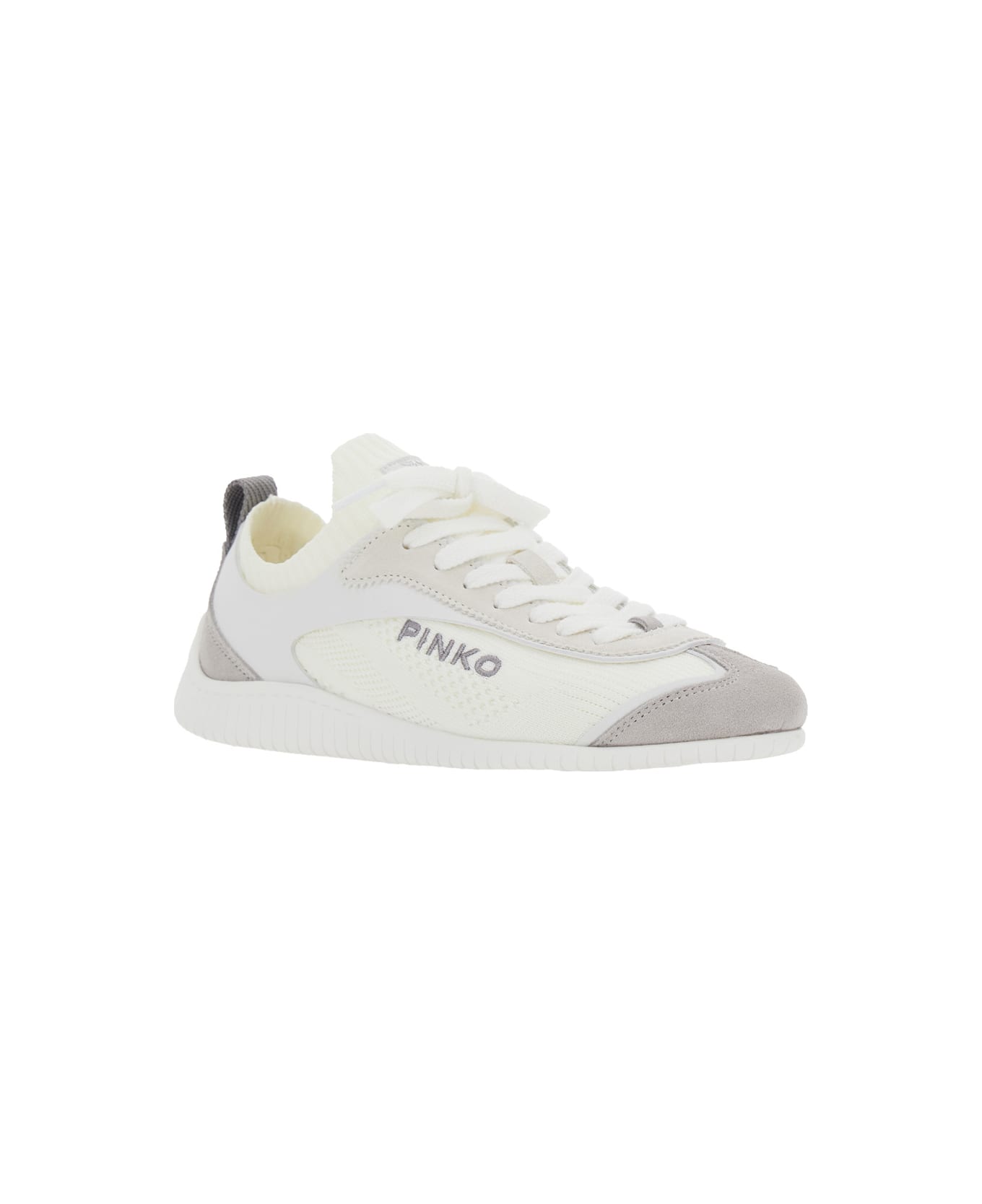 Pinko 'reby 03' White Sneakers With Logo Patch On The Tongue And Logo Lettering On The Side In Cotton Blend Woman - White
