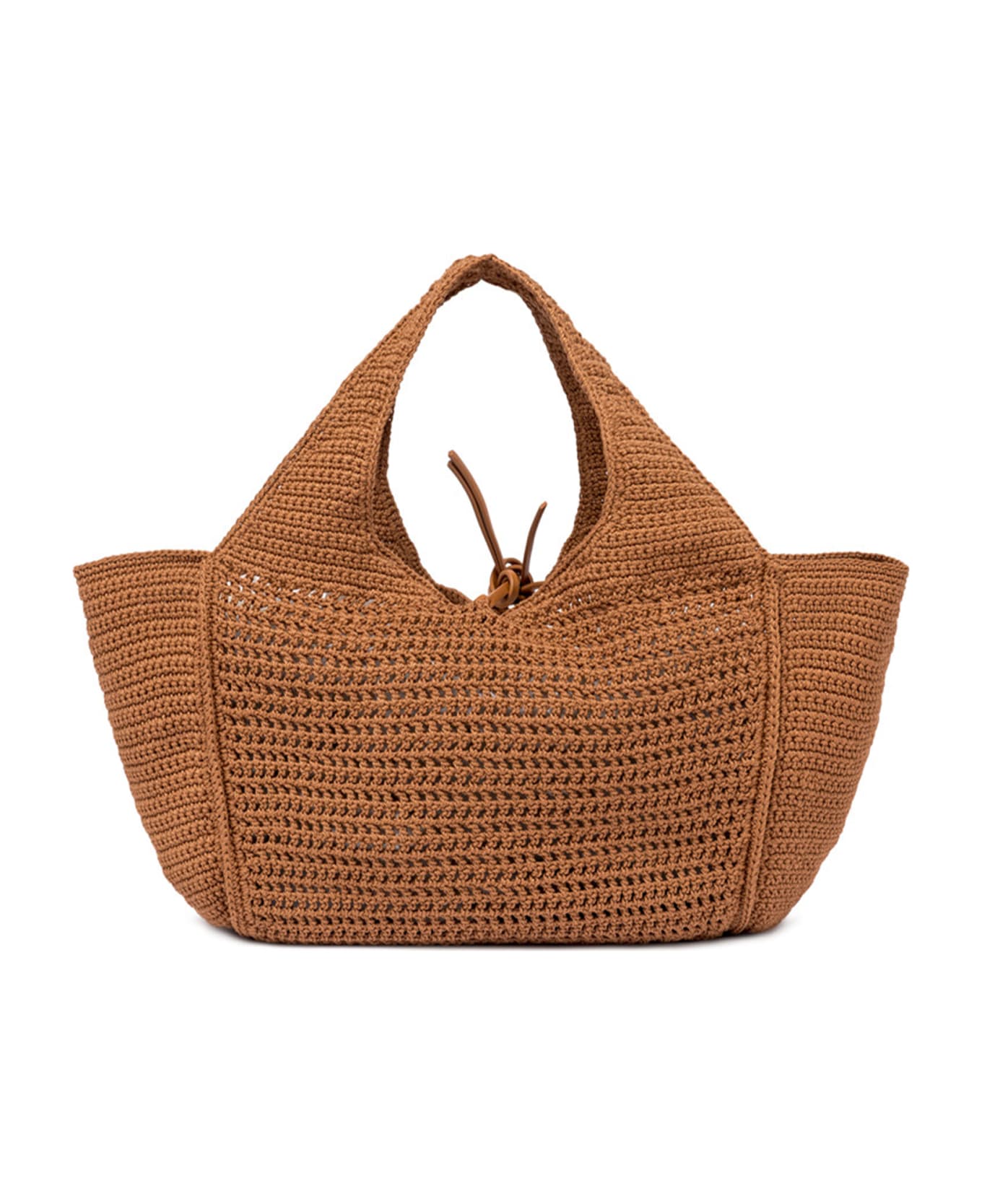 Gianni Chiarini Euforia Leather Shopping Bag In Crochet Fabric - COPPER