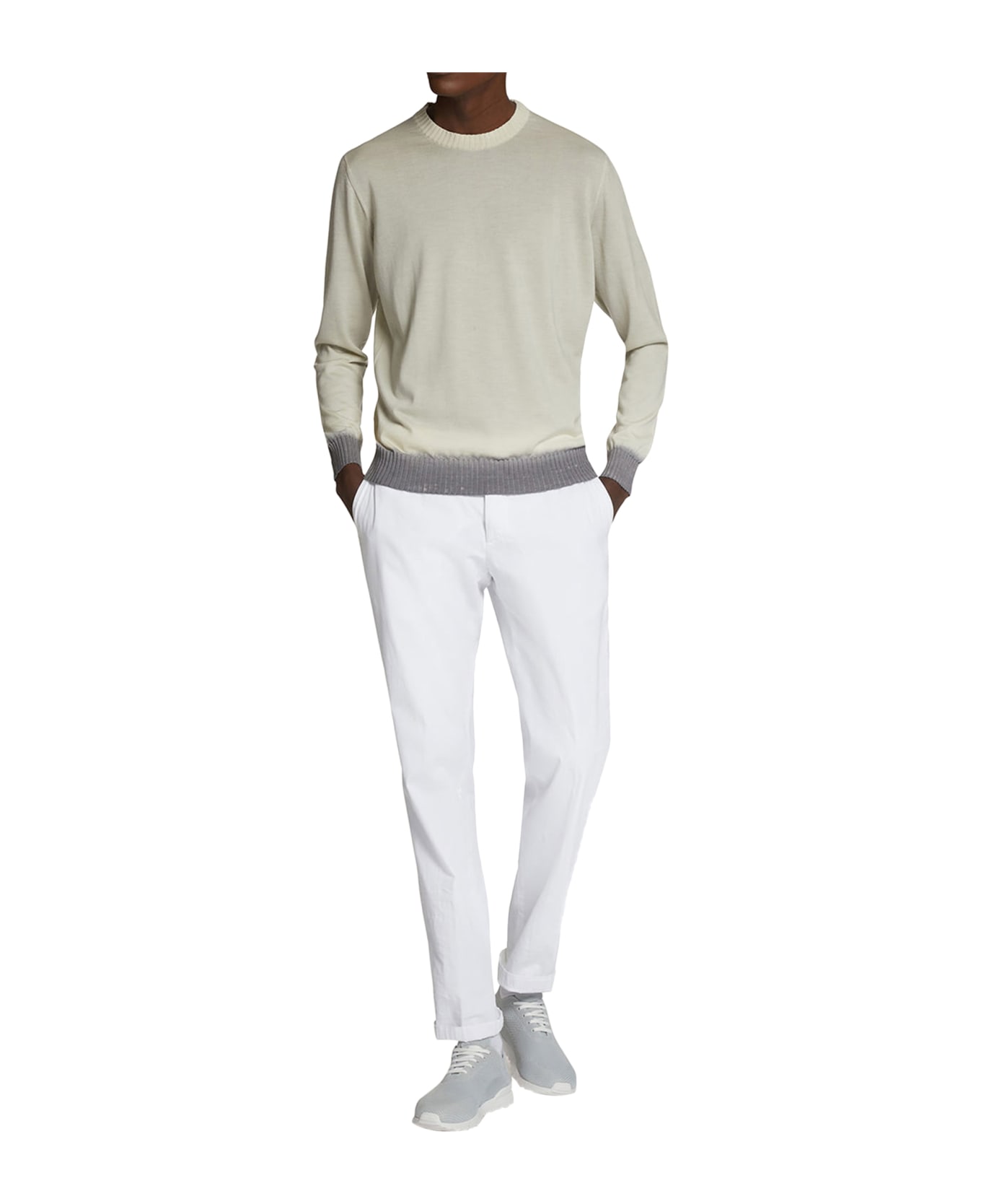 Kiton Trousers Cotton - OPTICAL WHITE