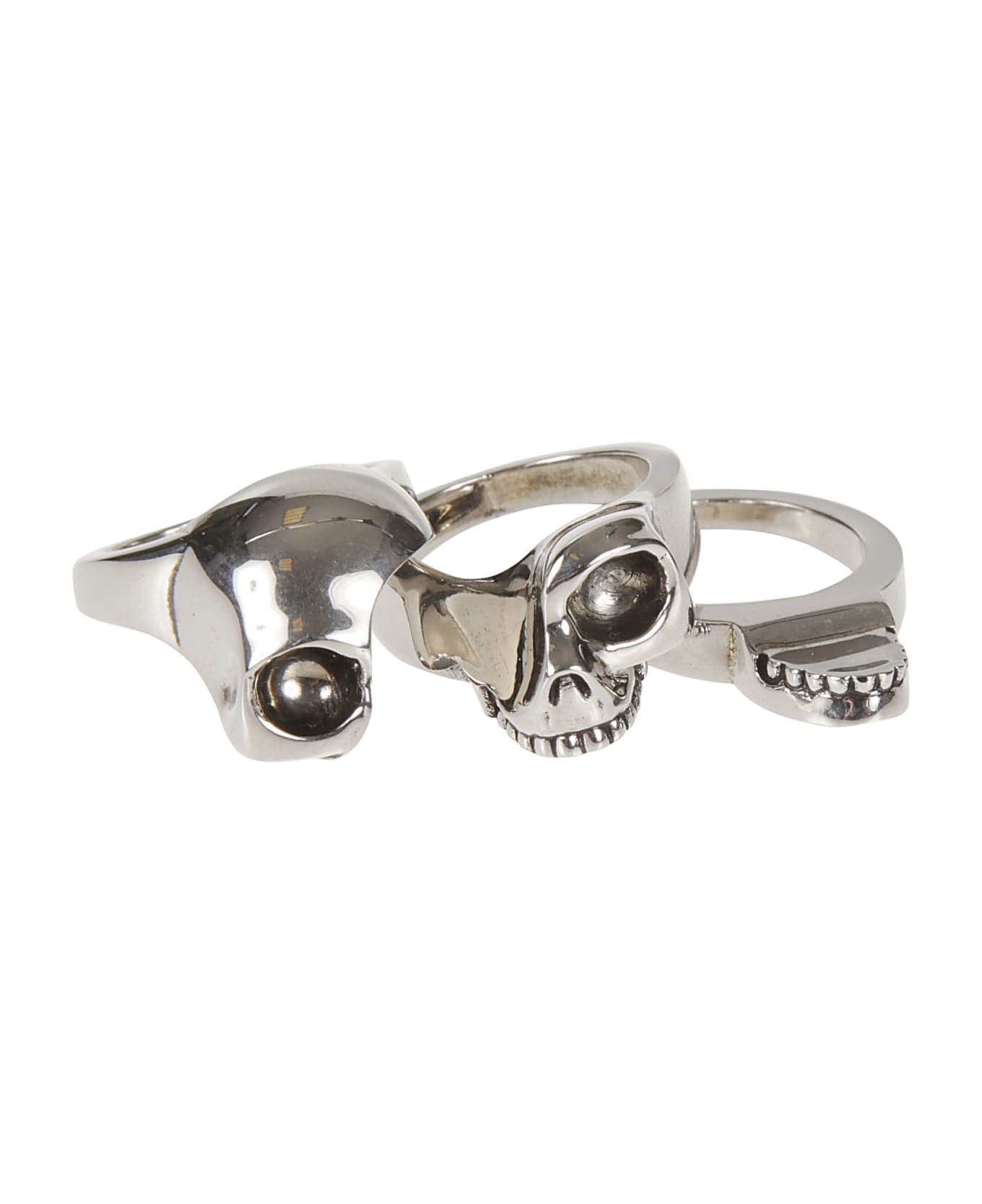 Alexander McQueen Divided Skull Ring - Silver