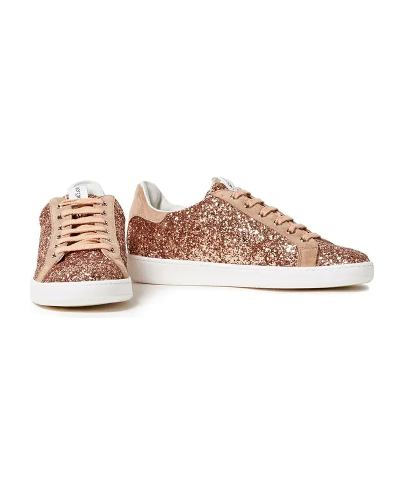 Sergio Rossi Glittered Woven Sneakers - Rose gold