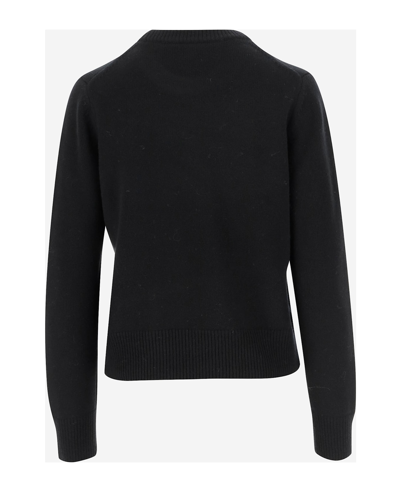 Maison Kitsuné Wool Sweater With Logo - Black