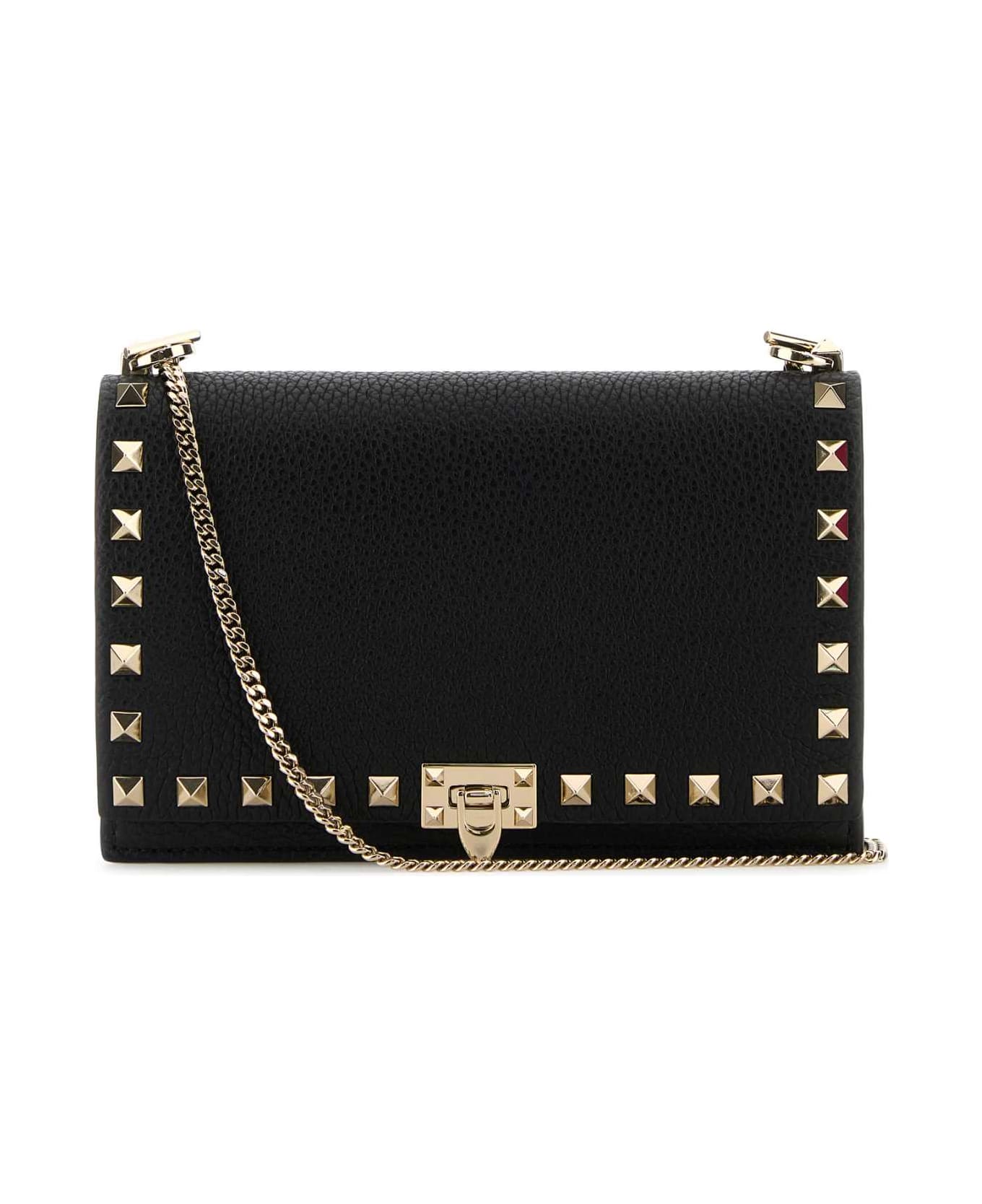 Valentino Garavani Black Leather Rockstud Crossbody Bag - NERO