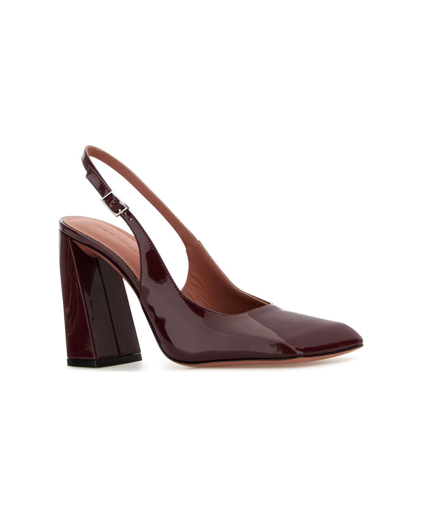 Amina Muaddi Grape Leather Charlotte Pumps - WINESILVER