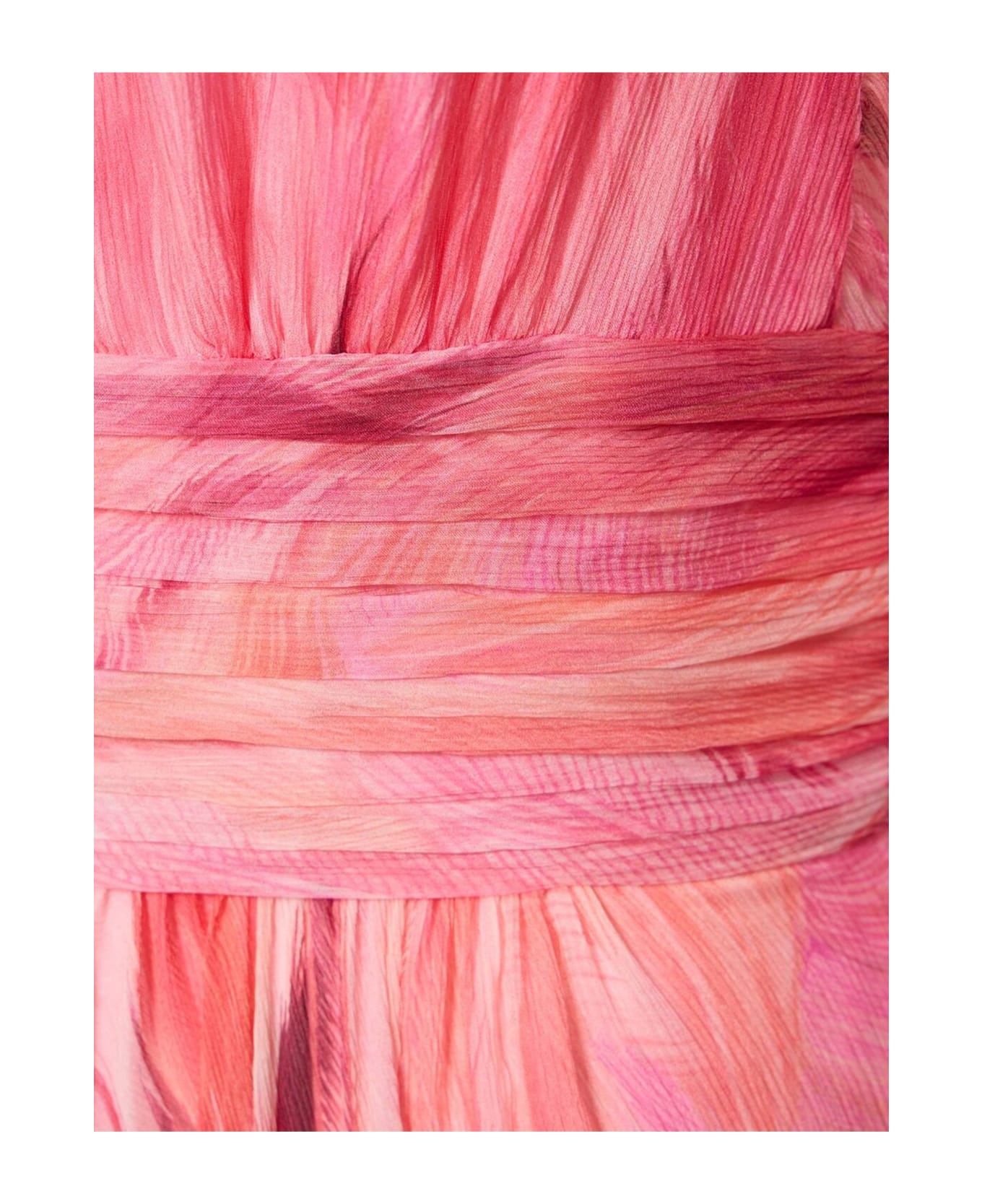 Roberto Cavalli Plumage Silk Dress - Fuchsia