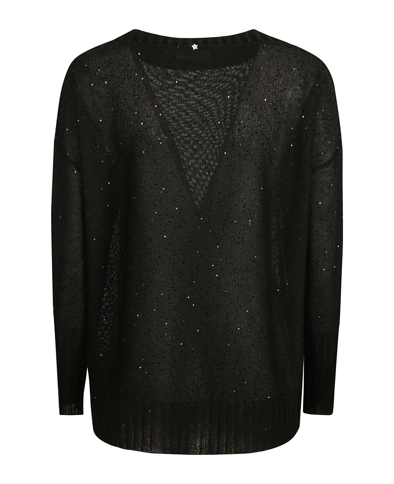 Lorena Antoniazzi Round Neck Embellished Sweater - Black ニットウェア