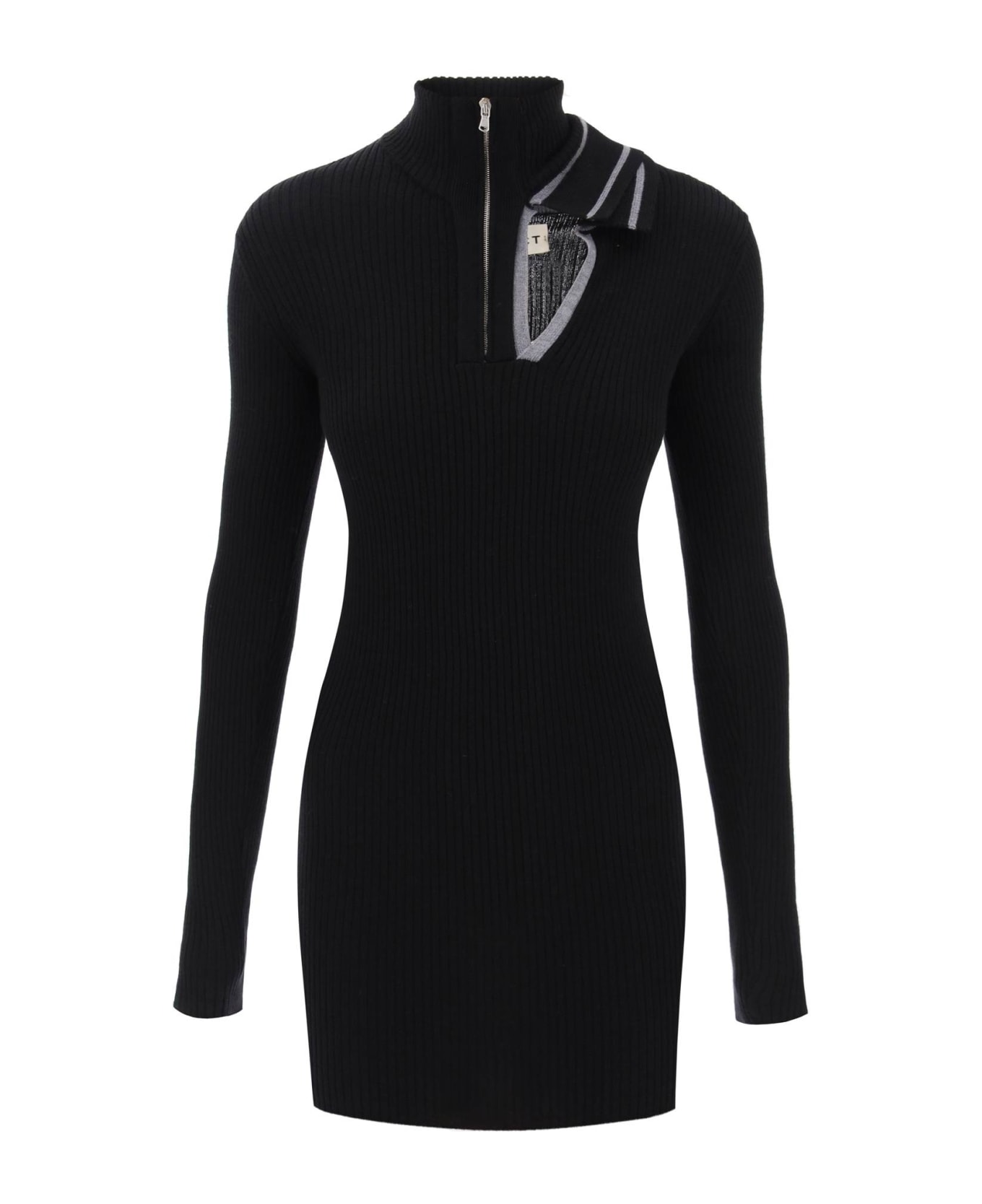Y/Project Double Neckline Merino Mini Dress - EVERGREEN BLACK (Black)