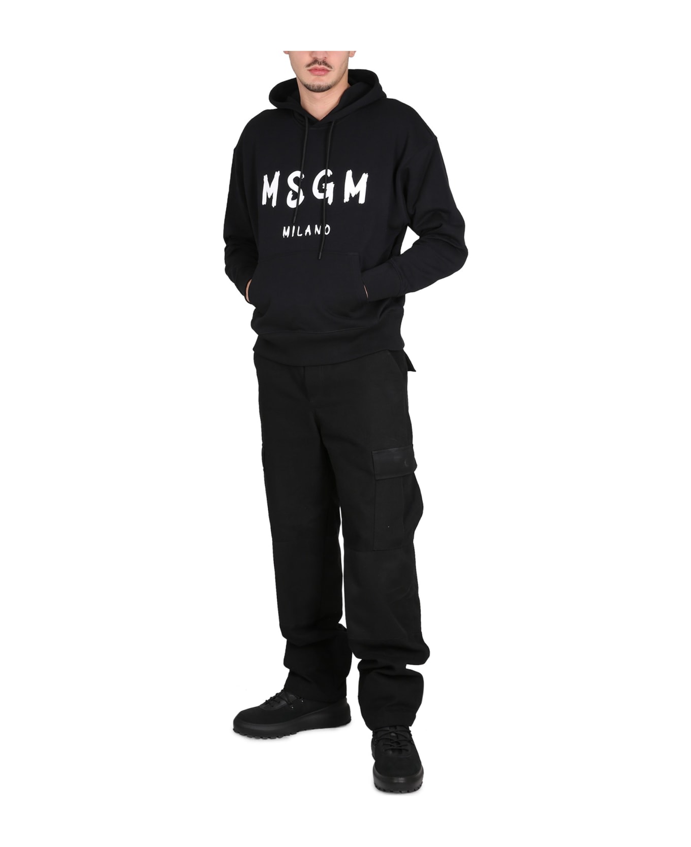 MSGM Sweatshirt With Brushed Logo - Nero フリース