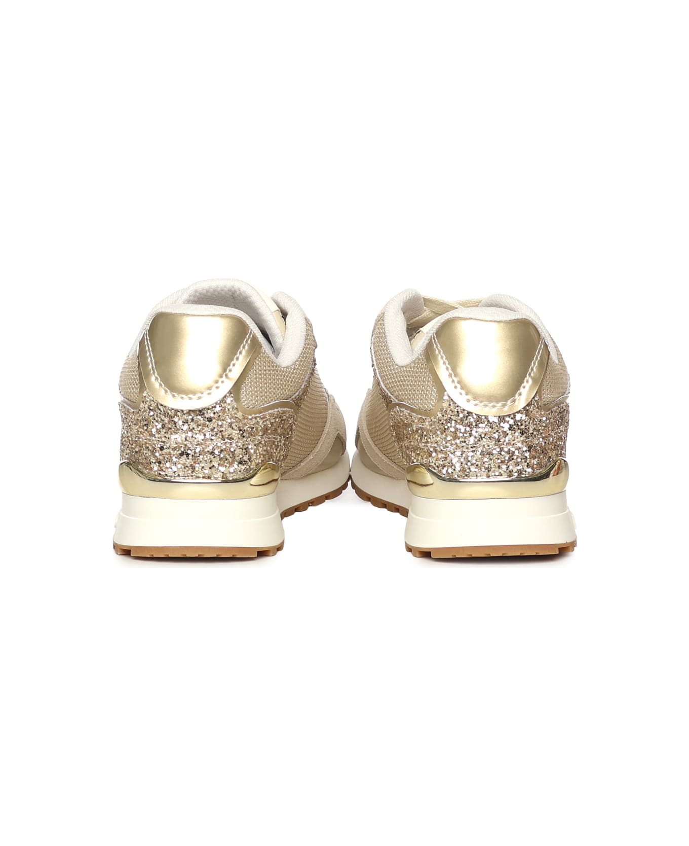Liu-Jo Glitter And Mesh Sneakers - Light Gold