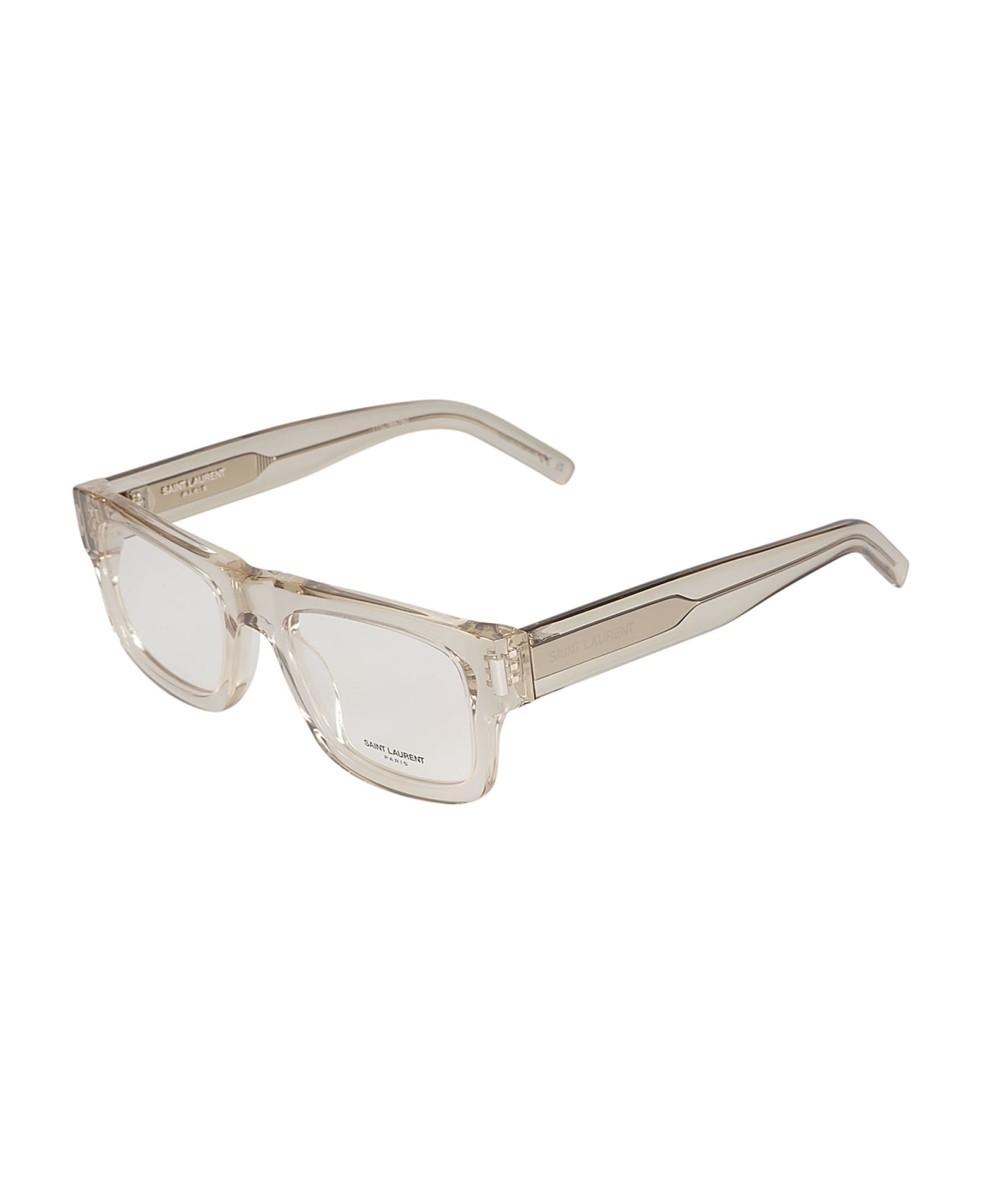 Saint Laurent Eyewear Square Frame Glasses - Beige/Transparent