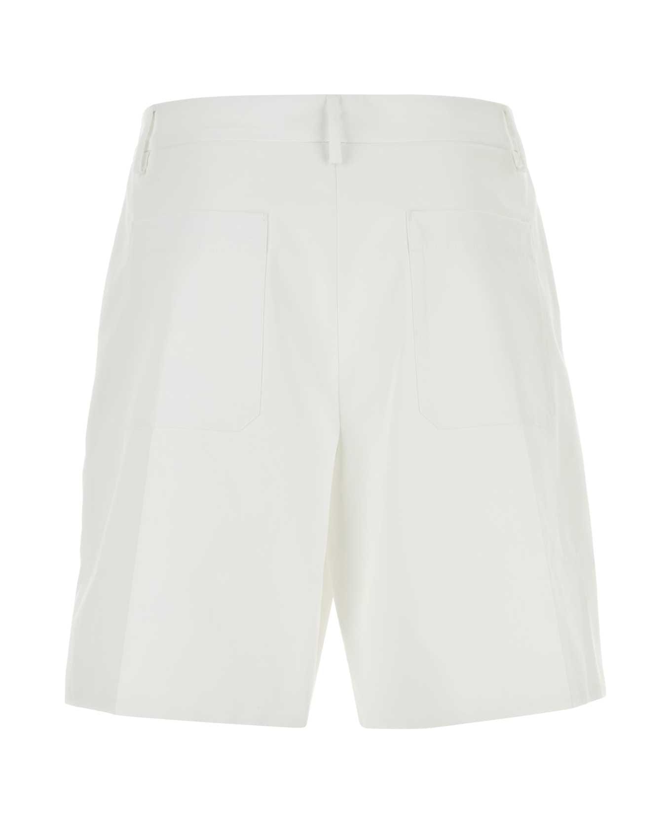 Valentino Garavani White Cotton Bermuda Shorts - BIANCO