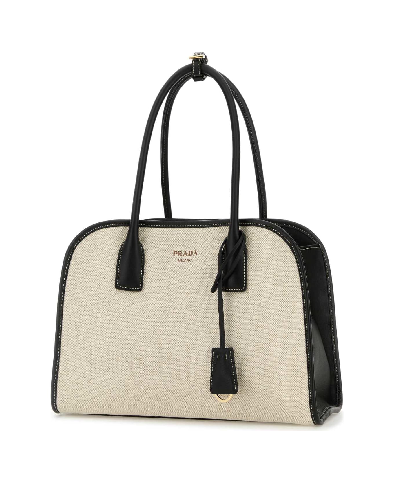 Prada Sand Canvas Medium Shopping Bag - NATURALENERO