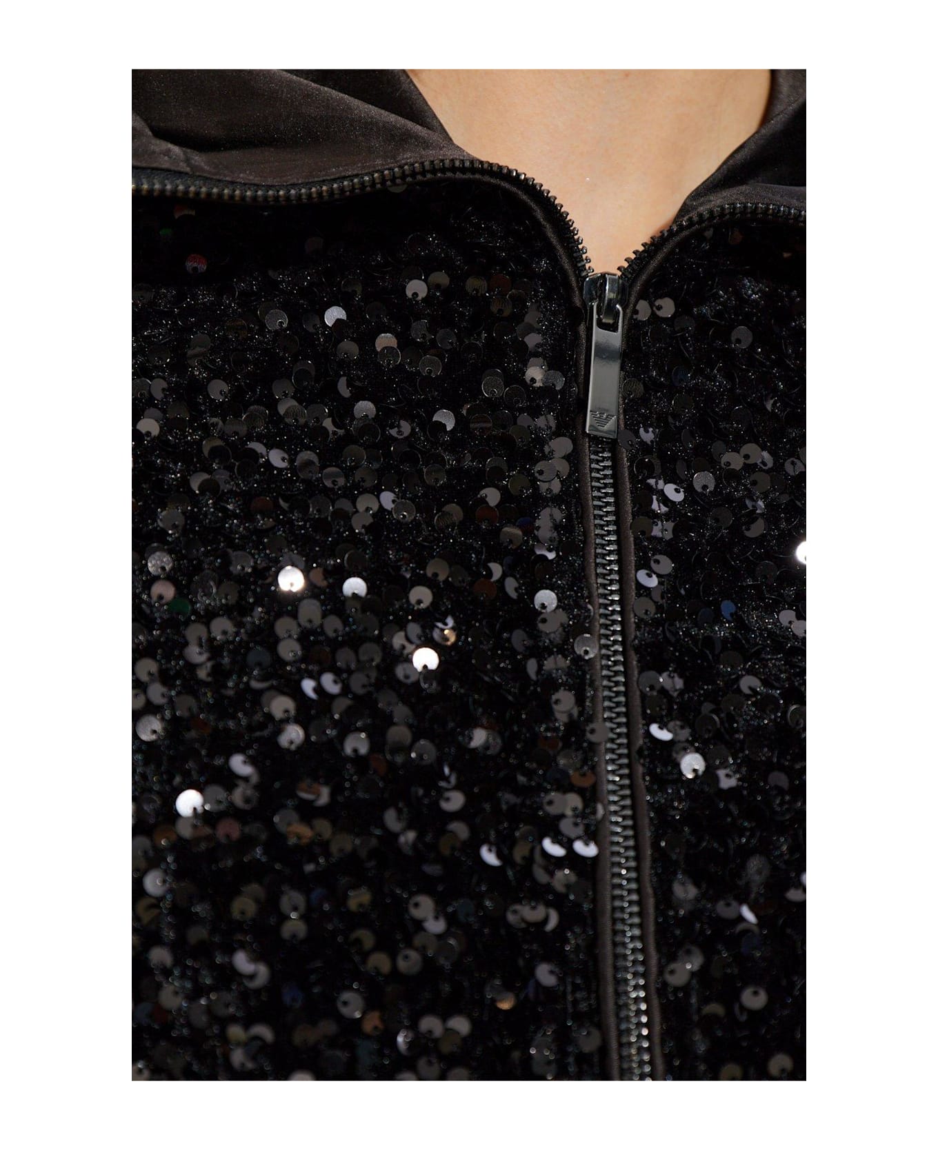 Emporio Armani Sequin Hooded Jacket - Nero