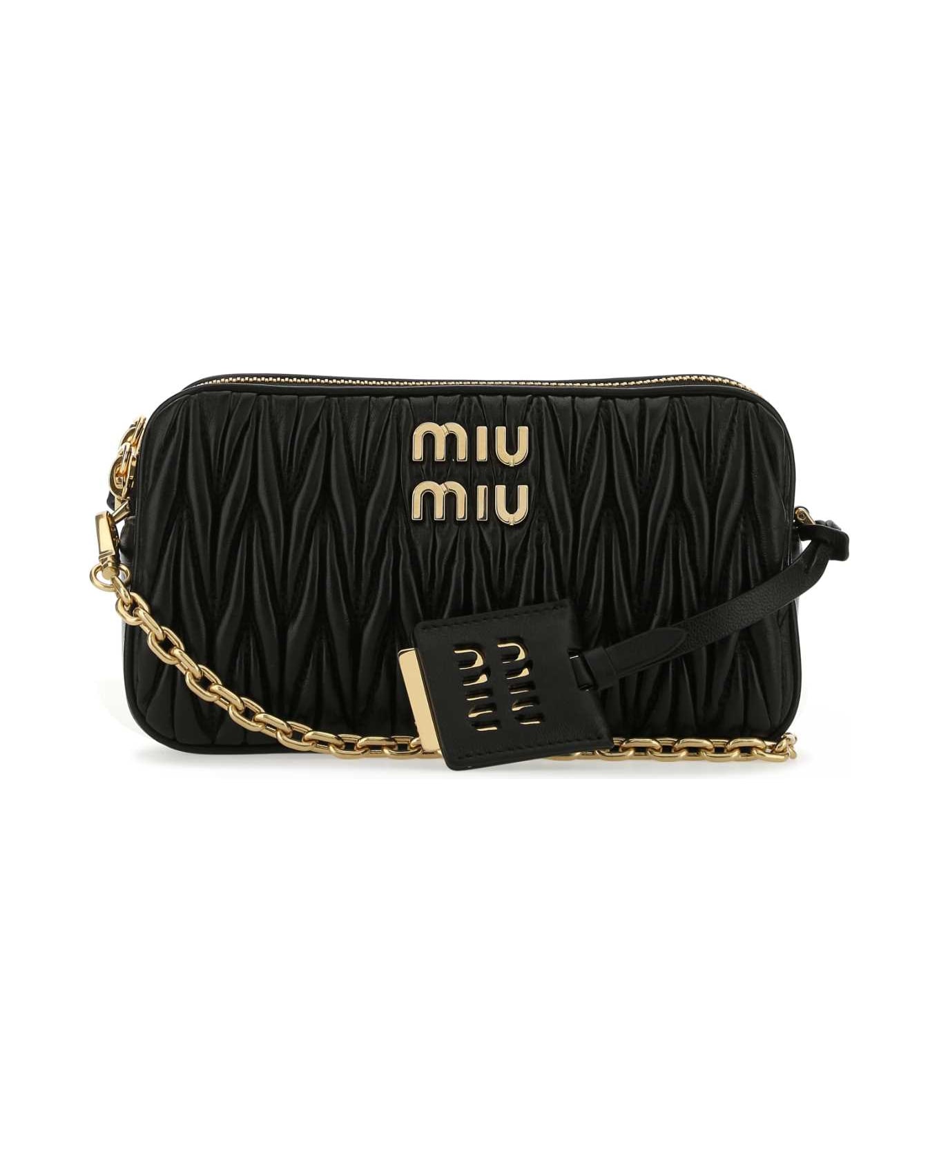 Miu Miu Black Nappa Leather Mini Crossbody Bag - F0002