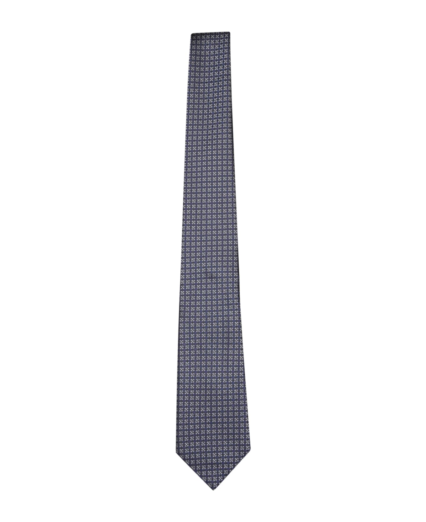 Canali Blue Micro Check Tie - Blue ネクタイ