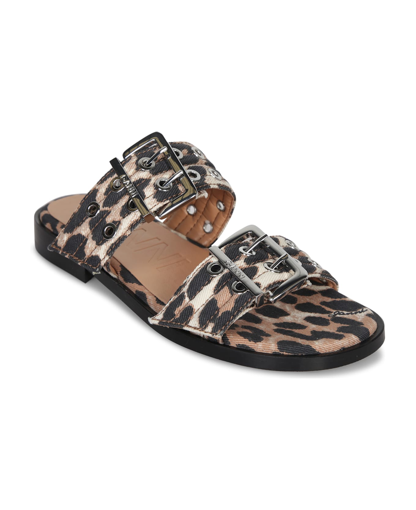 Ganni Flats In Animalier Cotton - Animalier